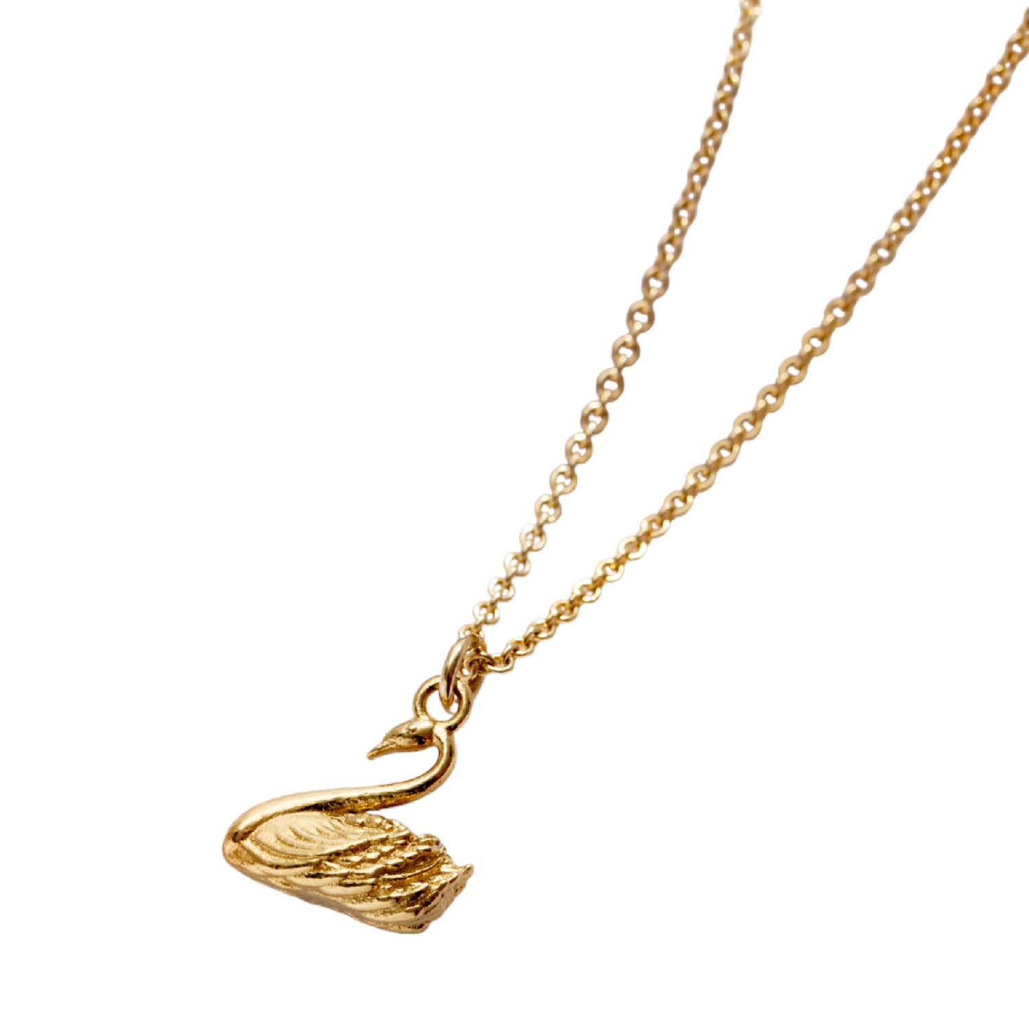 Women’s Yellow Gold Plated Soulmate Swan Charm Necklace Posh Totty Designs