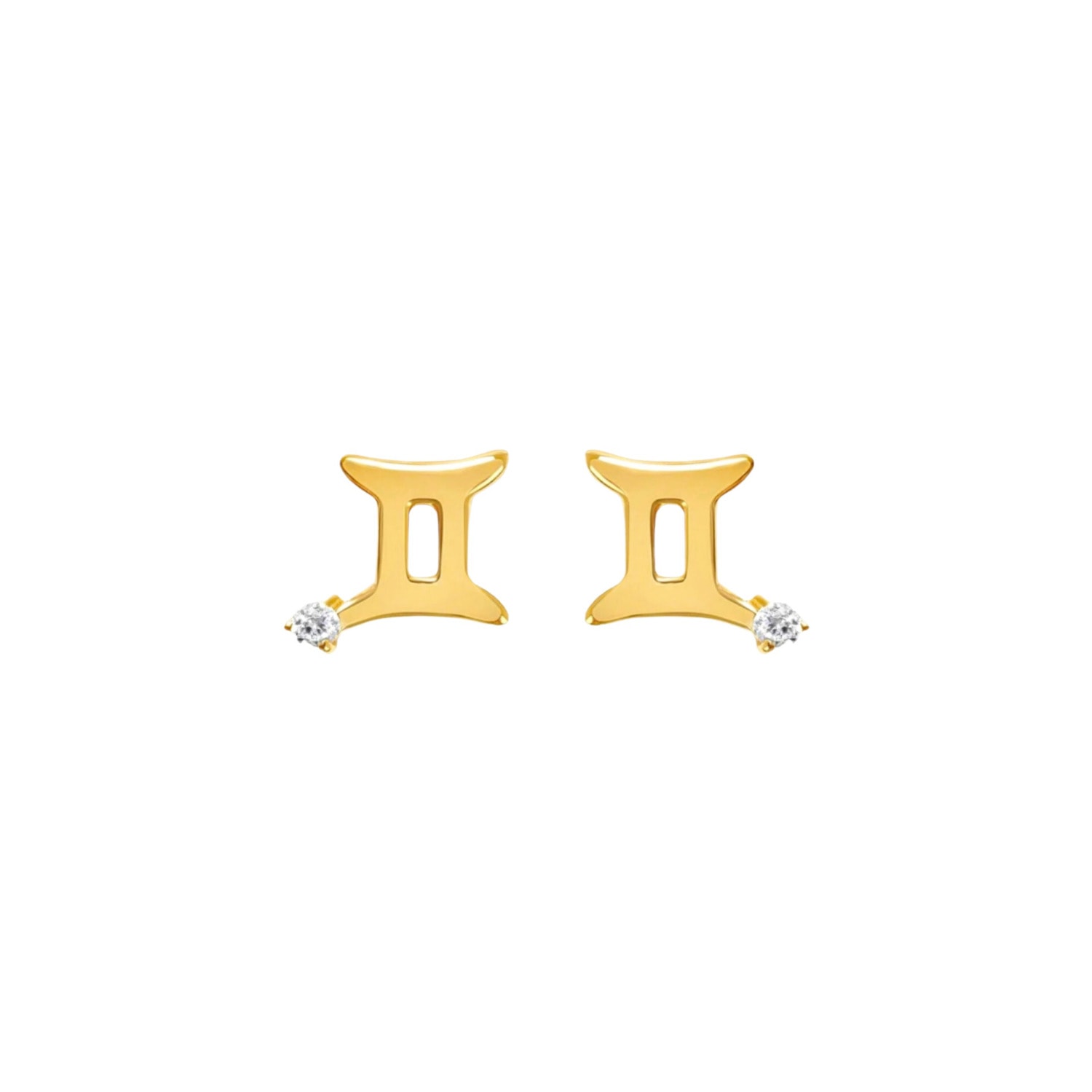 Women’s Gold Gemini Zodiac Stud Earrings Lucky Eleven