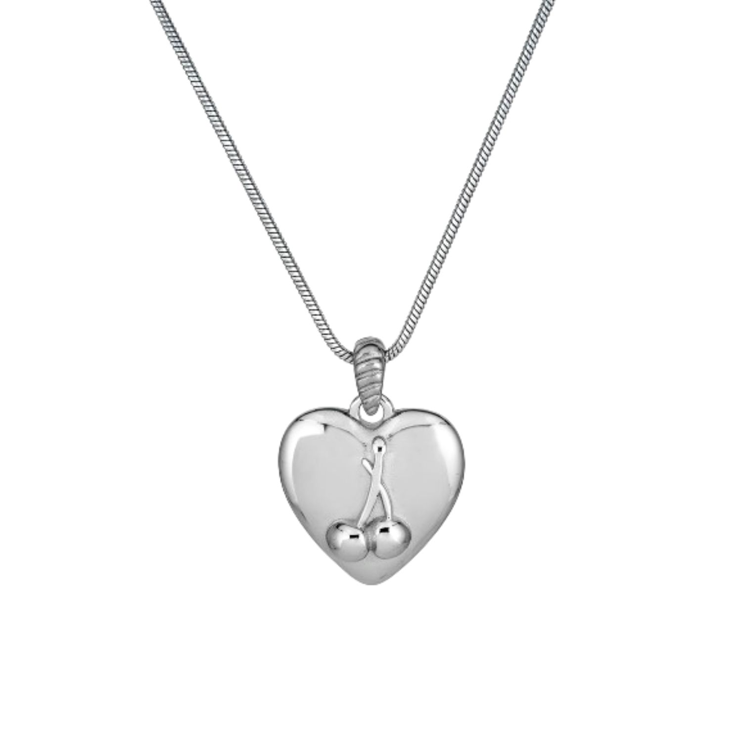 Third Tone Women's Cherry Heart Necklace In Silver