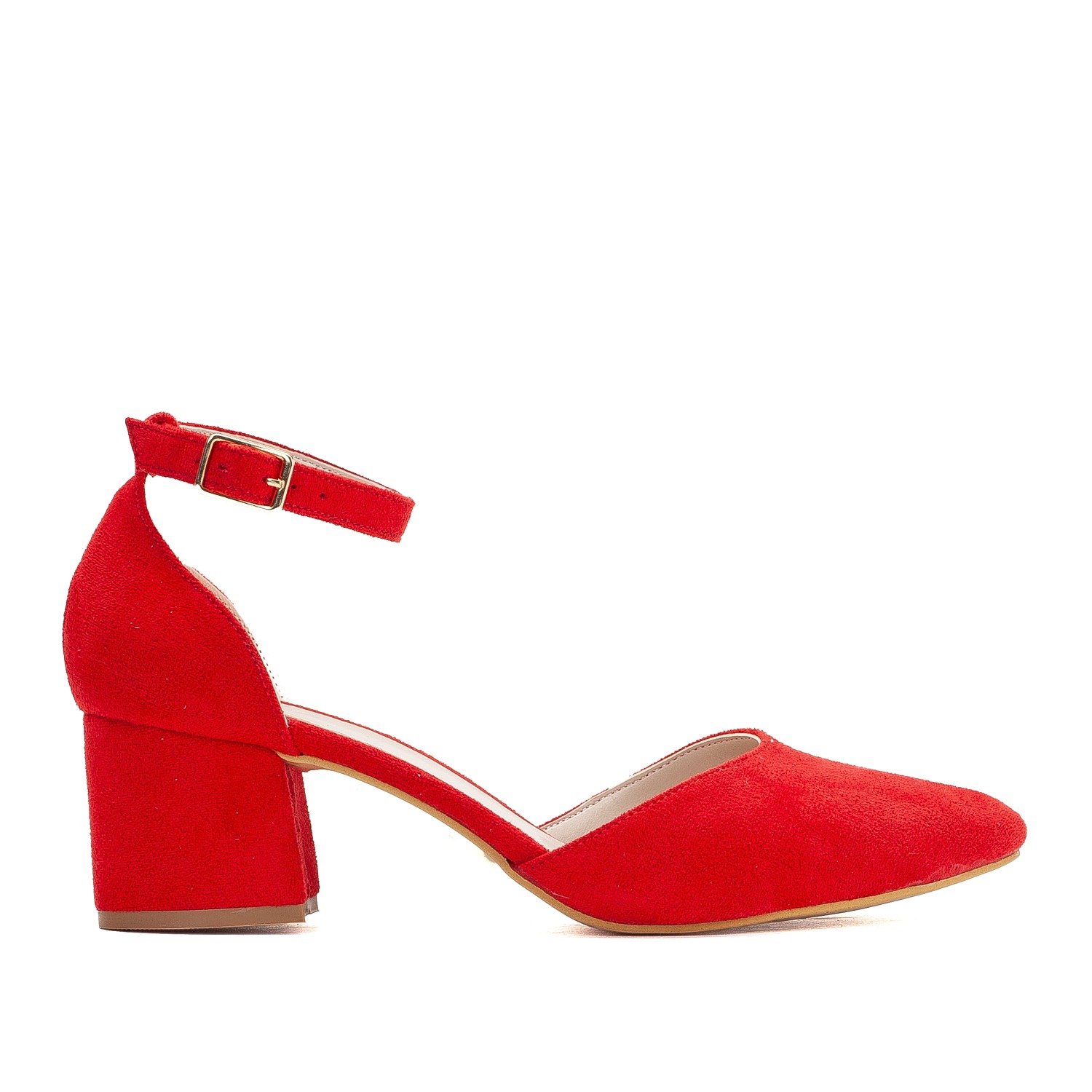 Forever & Always Shoes Marcelle Low Block Heel Pumps In Red