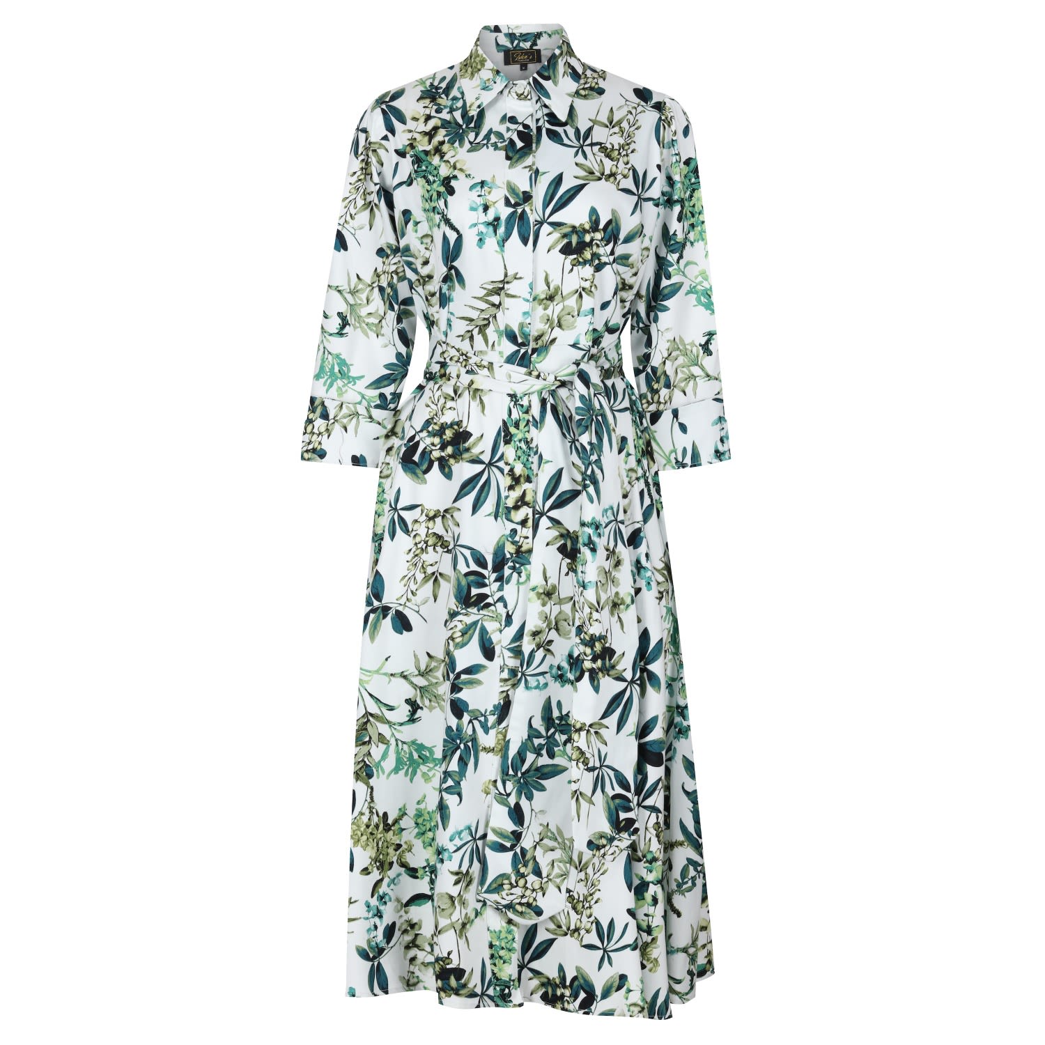 Isha's Timeless Women's Flourish Green Flora Sleeved Shirt Dress In Multi