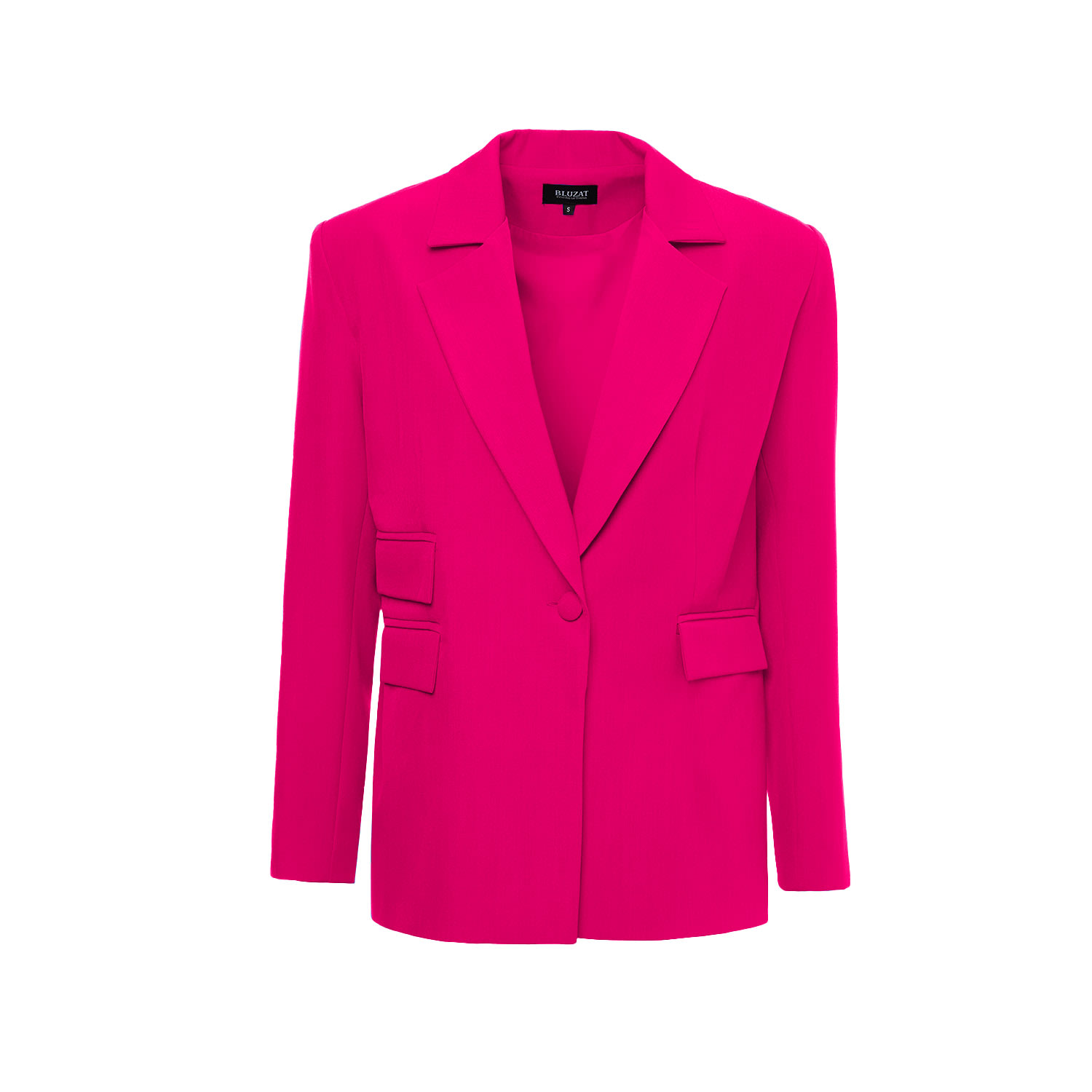 Bluzat Women's Pink / Purple Fuchsia Regular Blazer With Double Pocket In Pink/purple