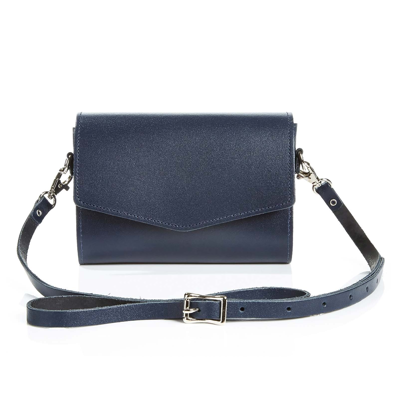 Women’s Handmade Leather Clutch Bag - Navy Blue One Size Zatchels