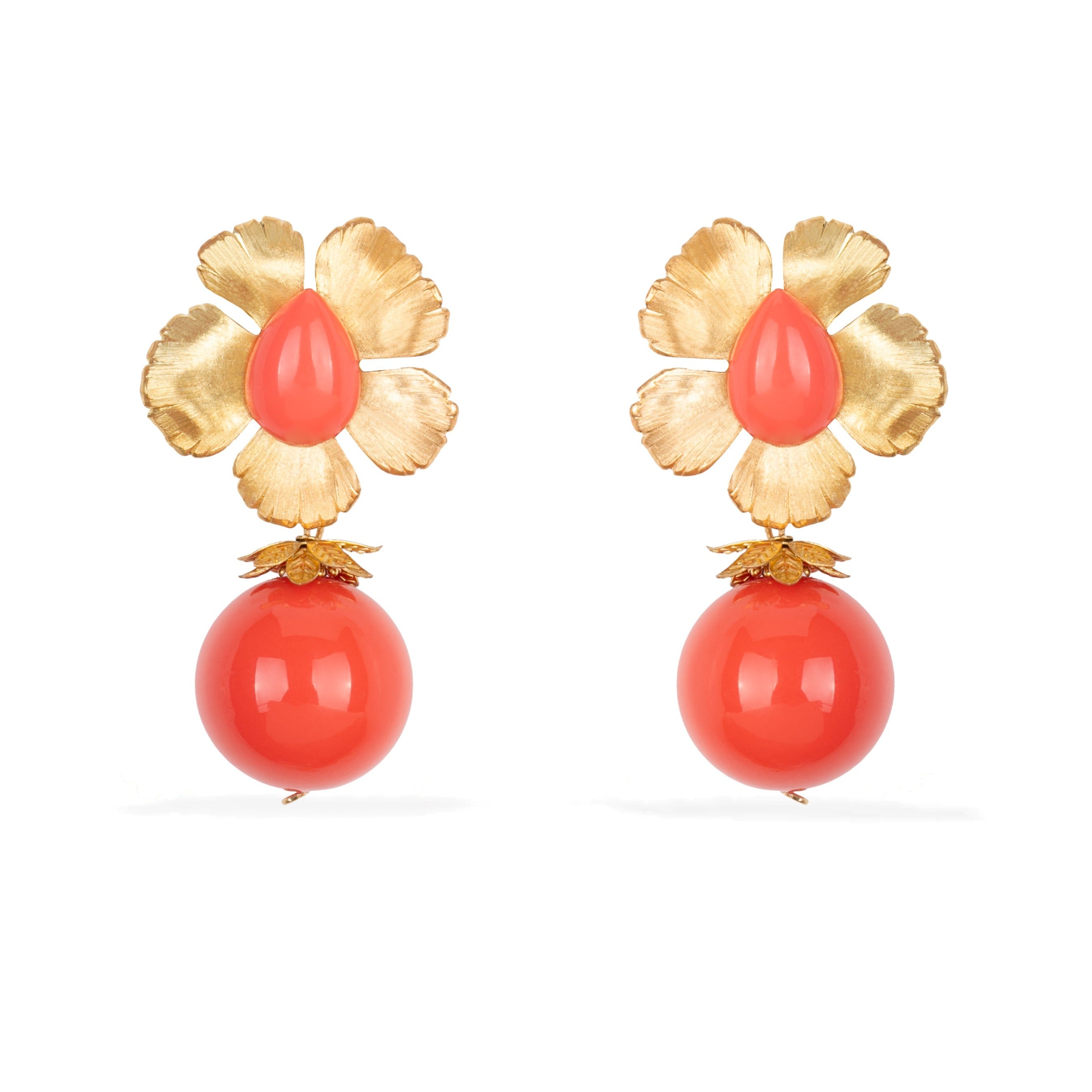 Pat’s Jewelry Women's Gold / Red Sun Flowers Earrings In Burgundy