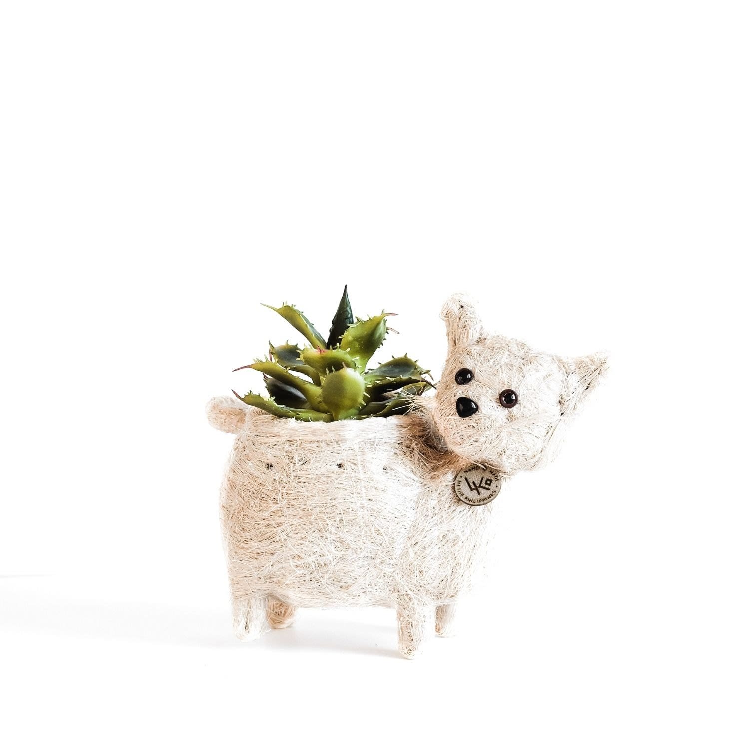 Likha White Coco Coir Animal Planter Baby Cat In Neutral