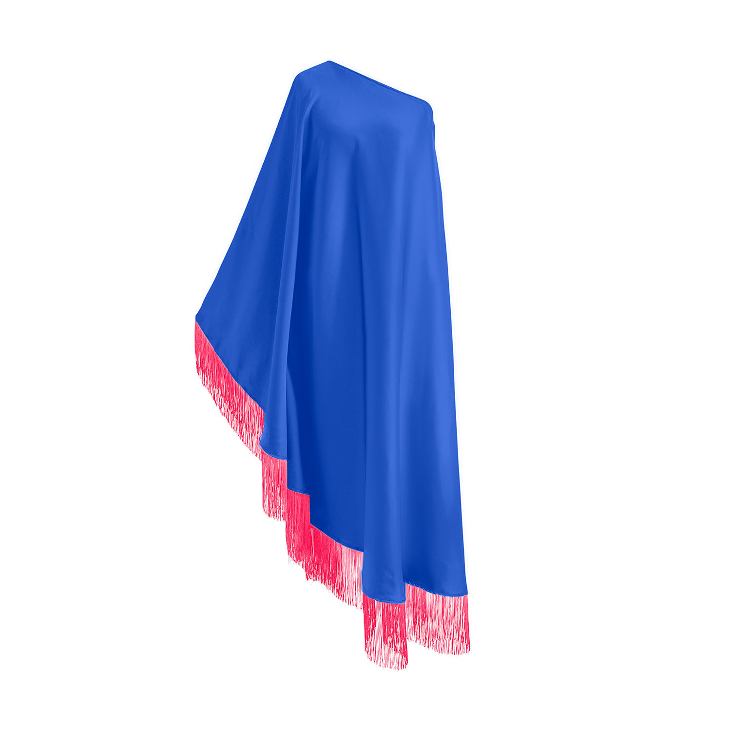 Toma Women's Blue / Pink Neon Pink Fringe Off Shoulder Blue Midi Dress In Blue