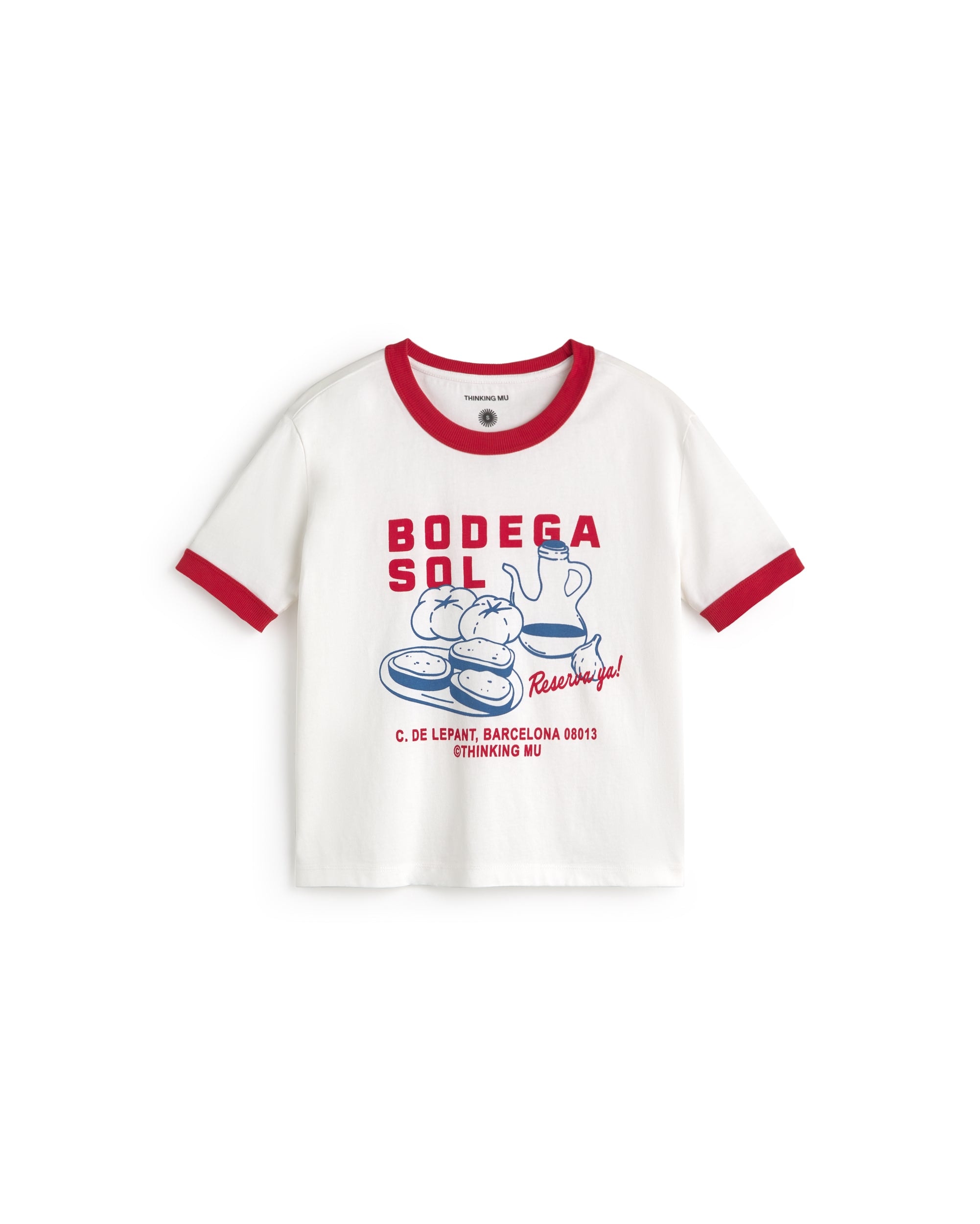 Thinking Mu Women's White T-shirt Red Contrast Cellar Red Sun Zowie R