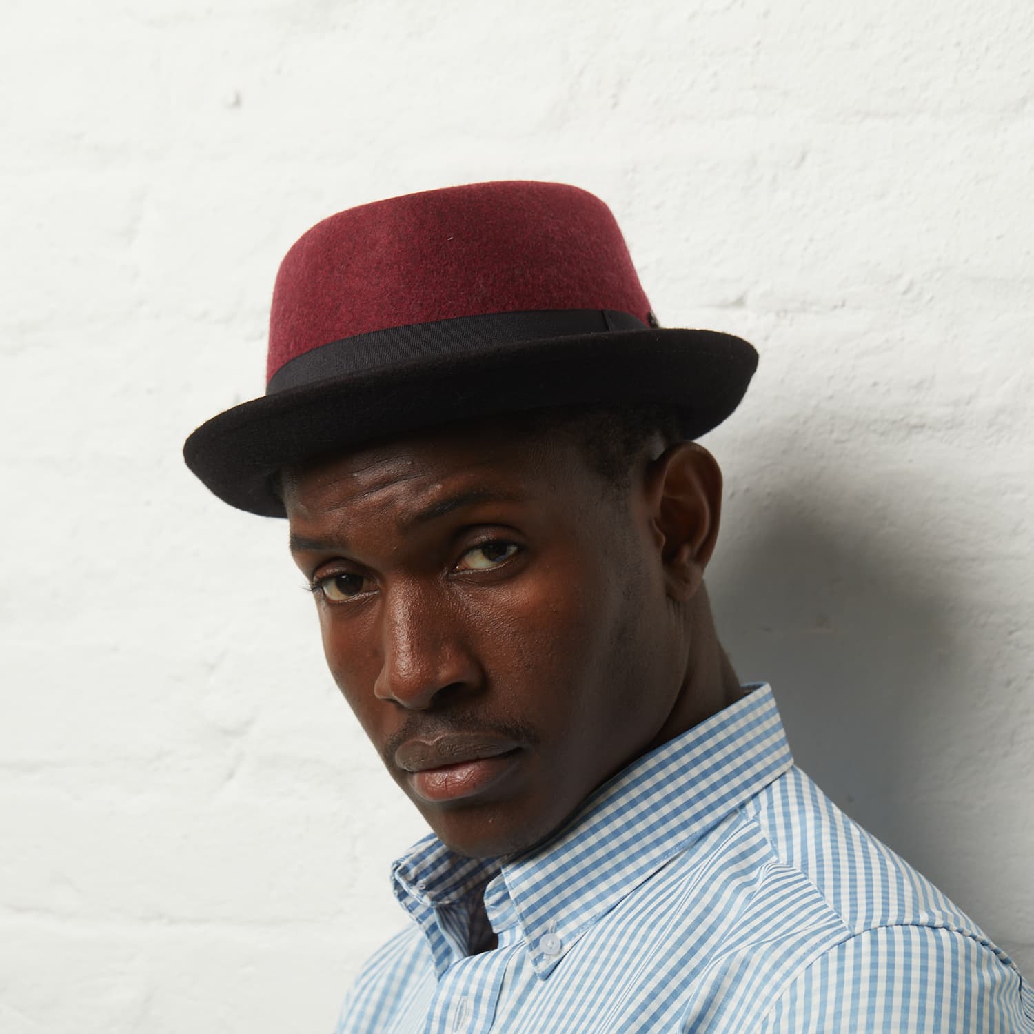 Jackson Burgundy Wool Felt Two Tone Porkpie Hat | Dasmarca Hats