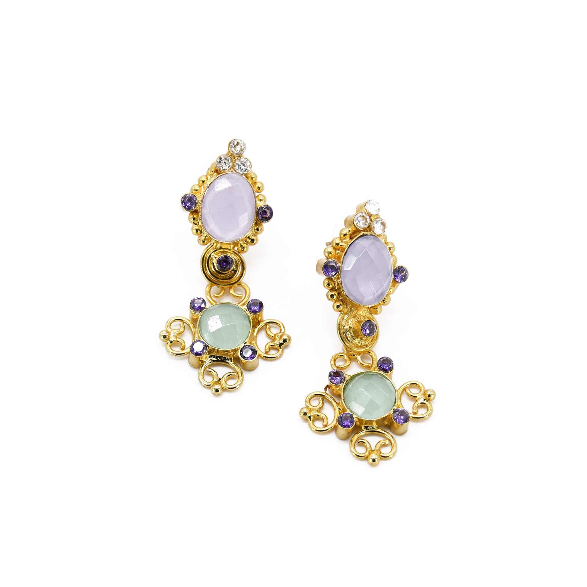 Women’s Gold / Pink / Purple Victoria Handmade Drop Earring Adiba