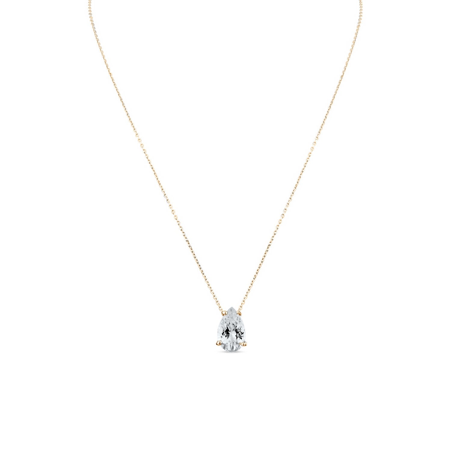 Sally Skoufis Women's Gold / White Pure Droplet Necklace With Man Made White Cz Diamond Stimulant In Sterling Silv In Multi