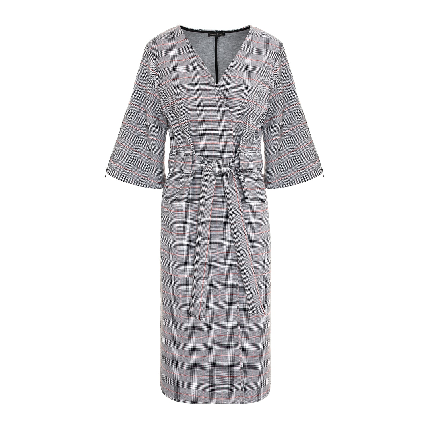 Concept A Trois Women's Grey Midi Checkered Gray Cotton Jacket In Grey