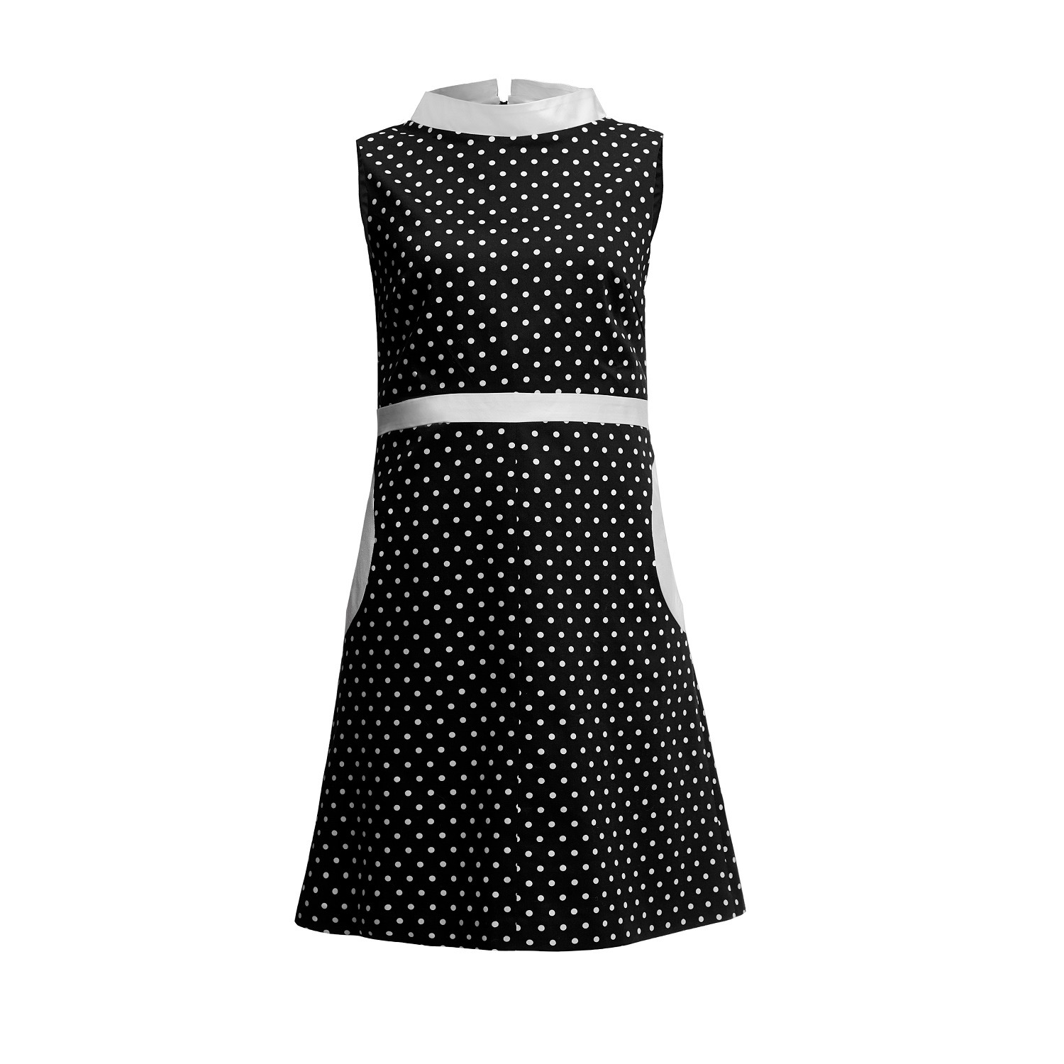 Women’s Black Audrey High Neck Polka Dot Dress Small Rumour London