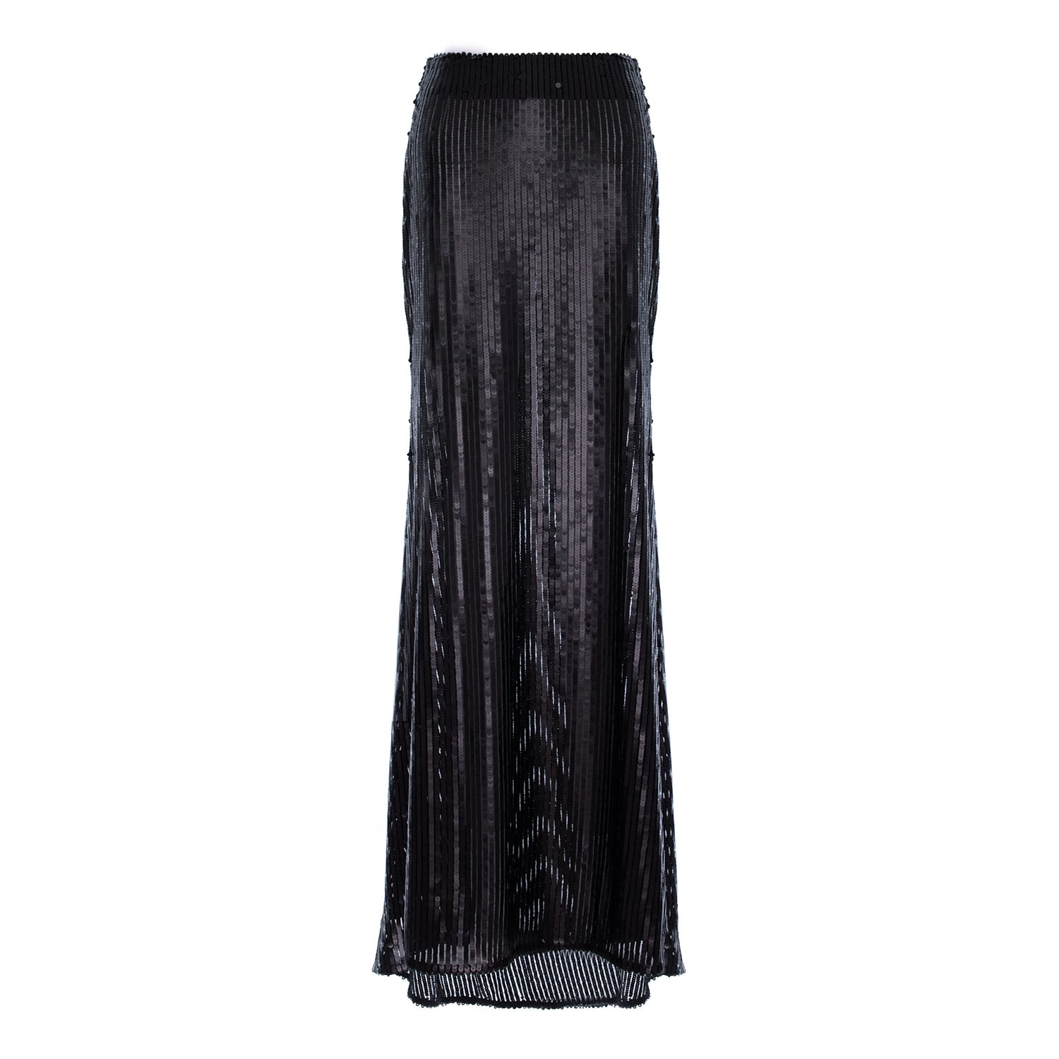 Concept A Trois Women's Black Long Sequined Skirt With Zipper In Black