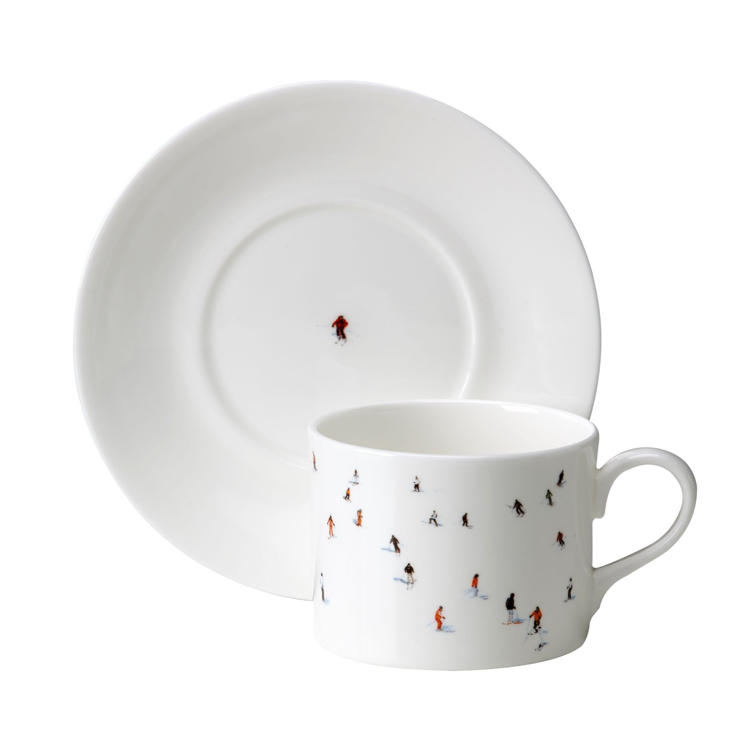 Dede Johnston White Skiers Cup & Saucer In Multi