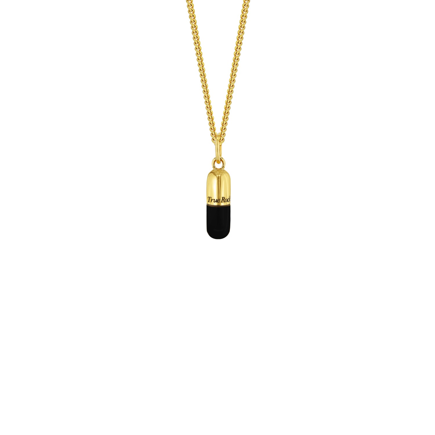True Rocks Women's Black / Gold Black Enamel & Gold Plated Mini Pill Pendant
