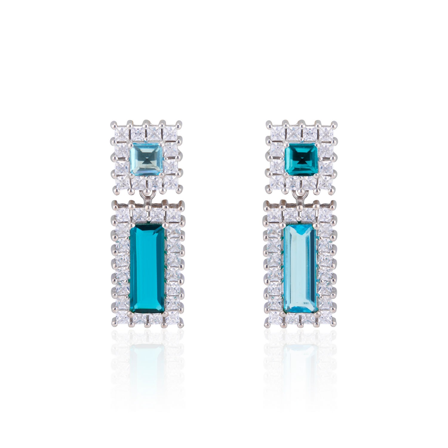 Callista By Vinita Women's Silver Ocean Blue Earrings
