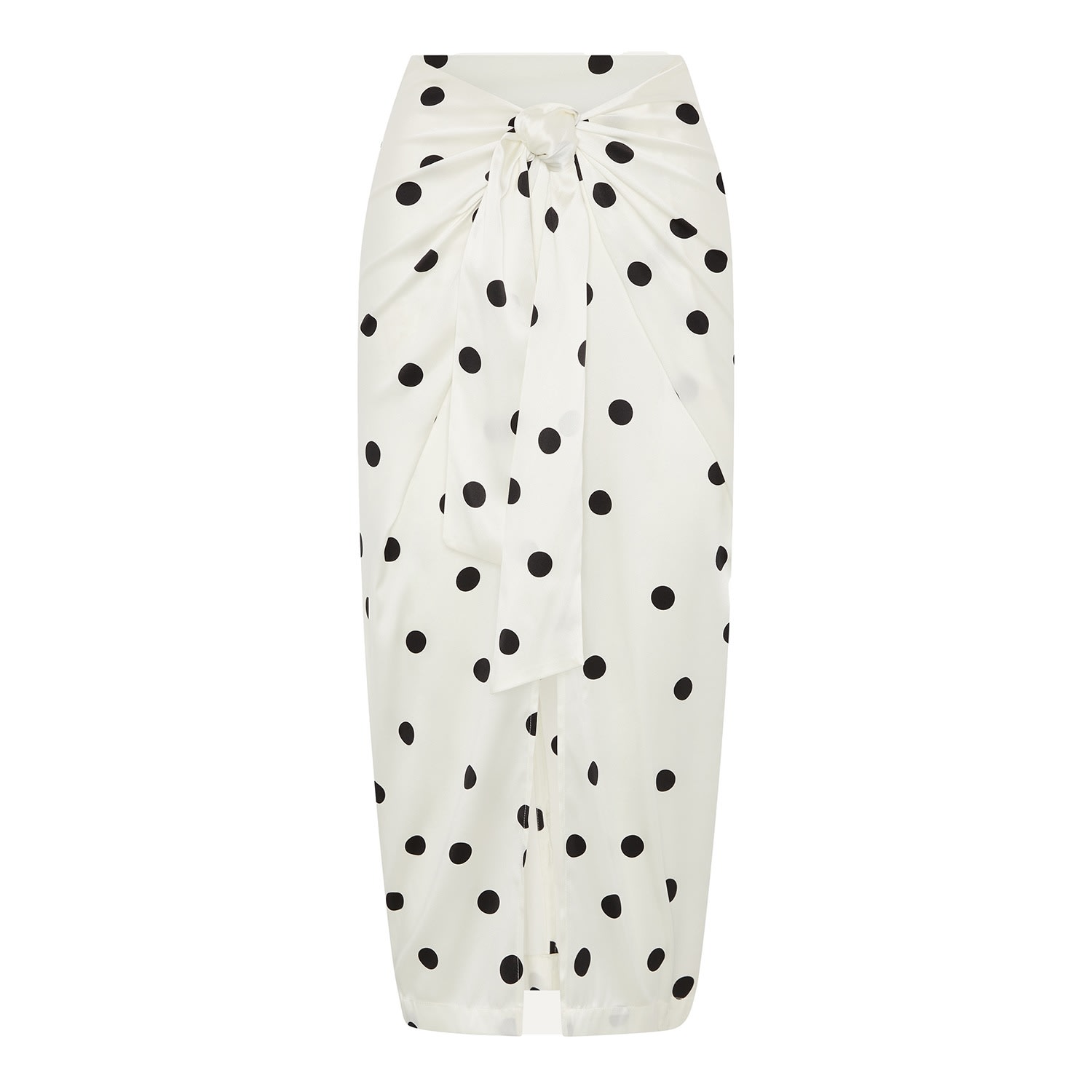 The Summer Edit Women's White Noa Silk Skirt - Polka Dot In Black/white