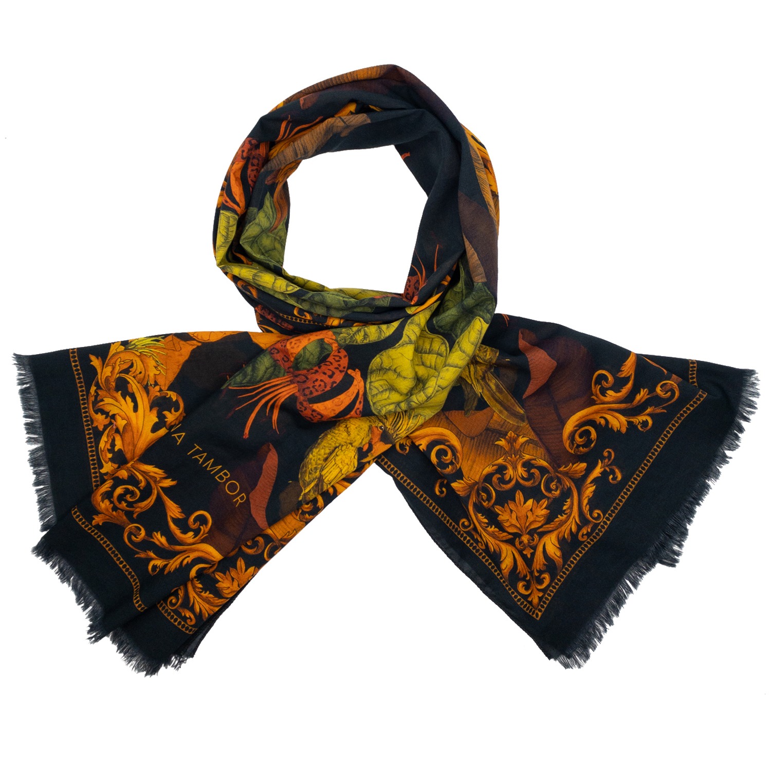 Illustrated Wool silk scarves / shawls collection gift idea - Ilona Tambor