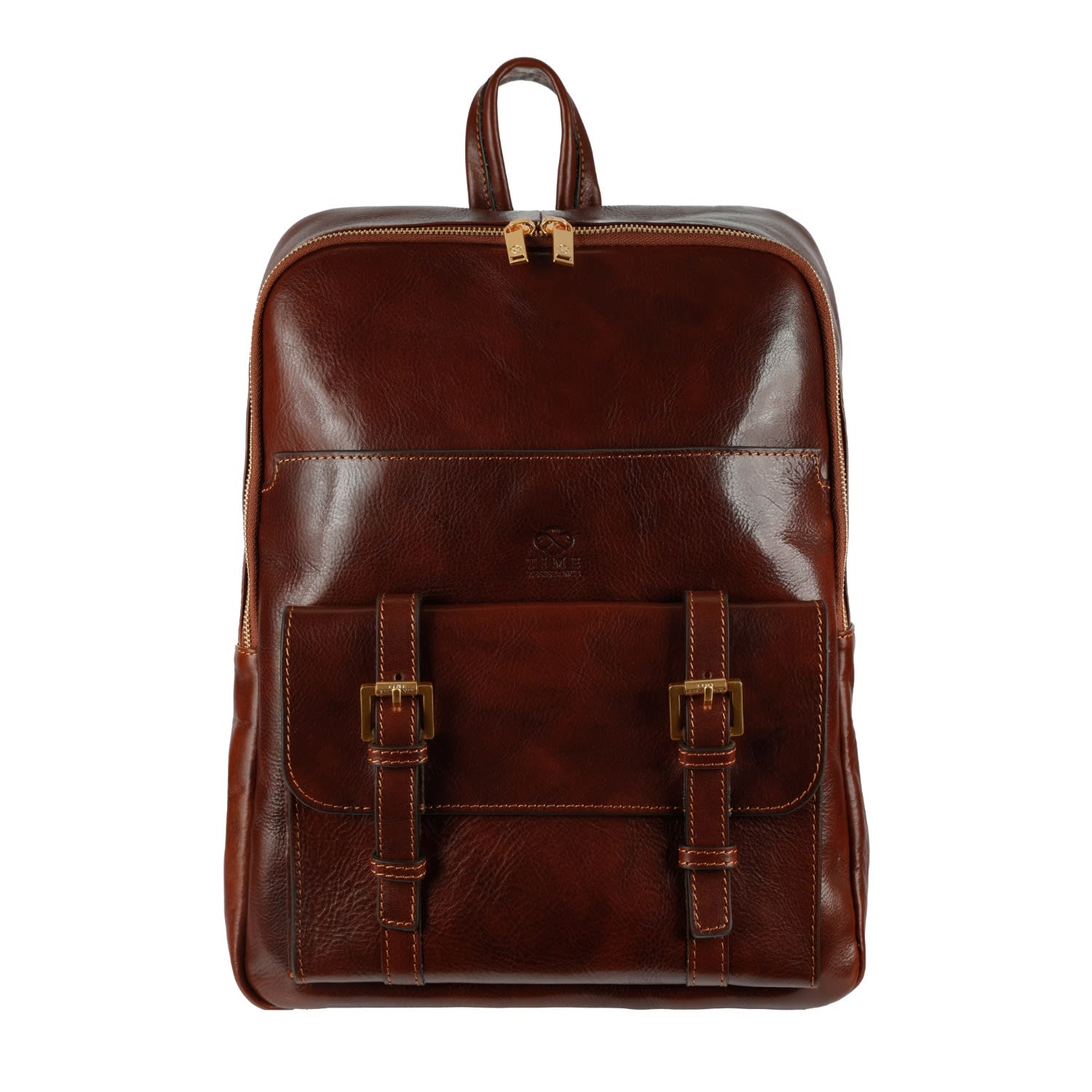 Time Resistance Men's Large Leather Backpack In Brown - The Divine Comedy In Brown