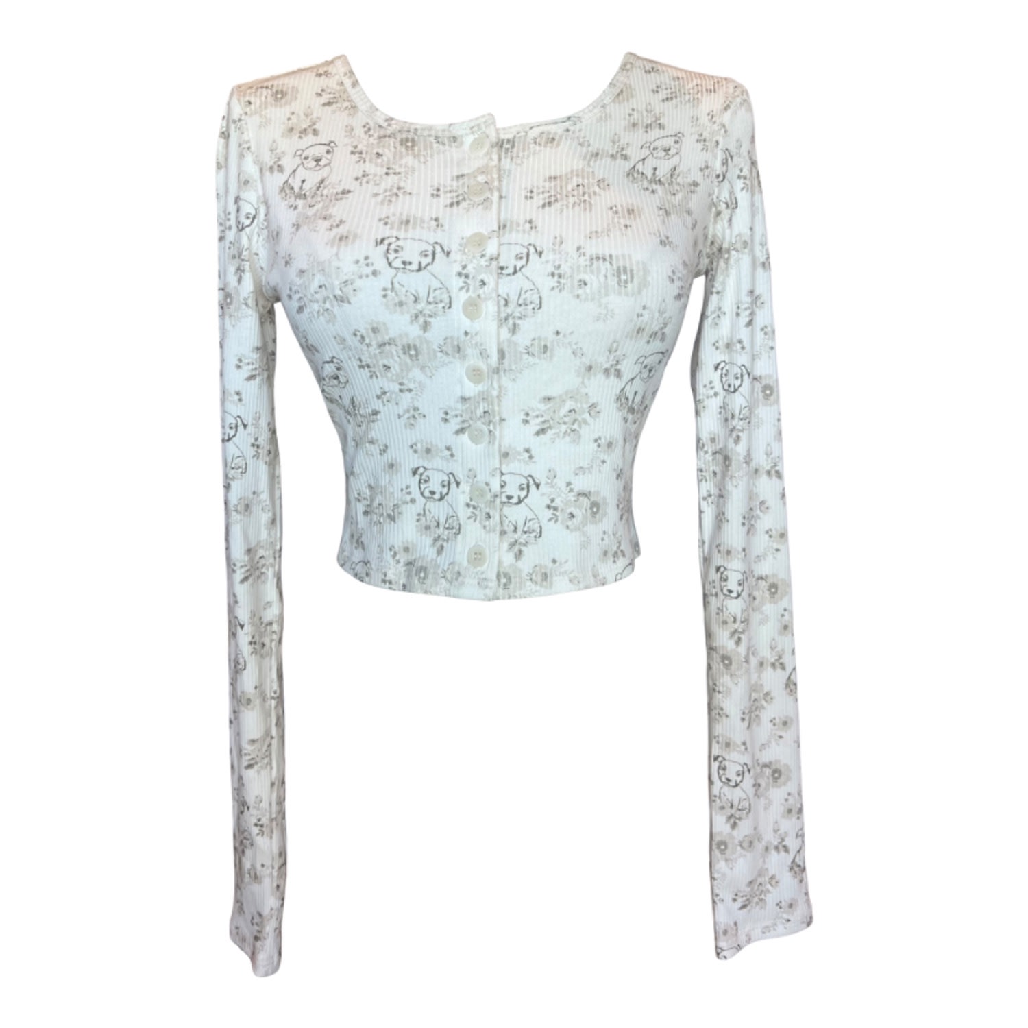 Cloud Haven Women's Neutrals / White  Sweet Toile-print Cardigan In Desert Beige In White