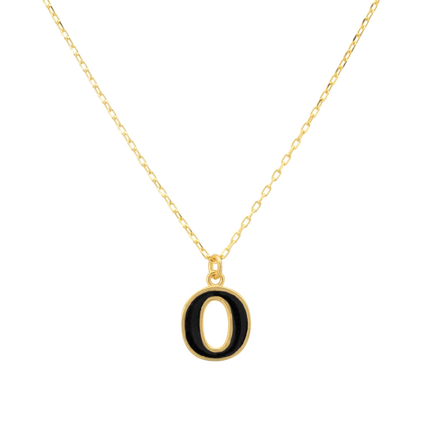 Women’s Gold / Black Initial Enamel Necklace Gold O Latelita
