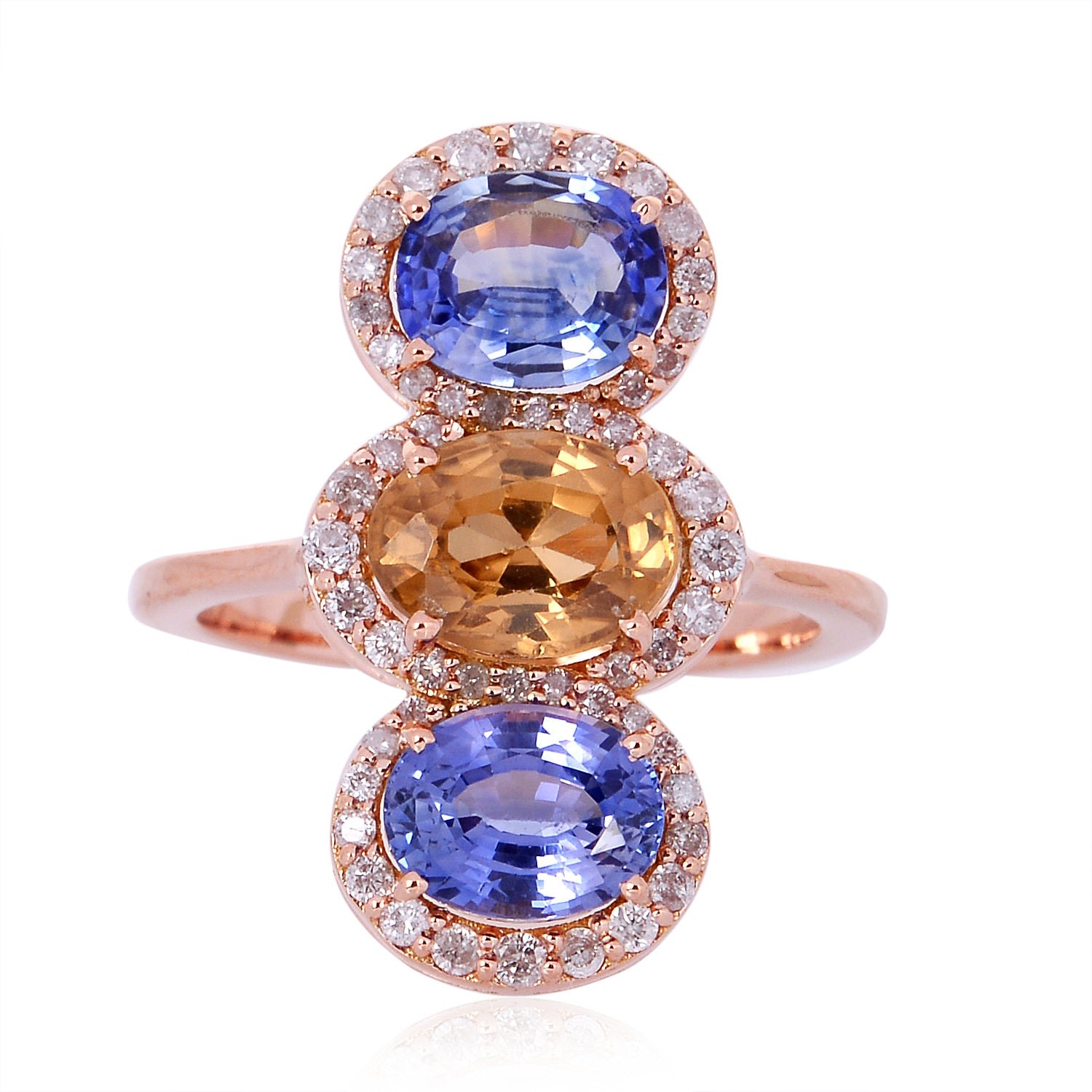 Artisan Women's Three-stone Diamond & Multi-sapphire Ring In Rose Gold In Multi