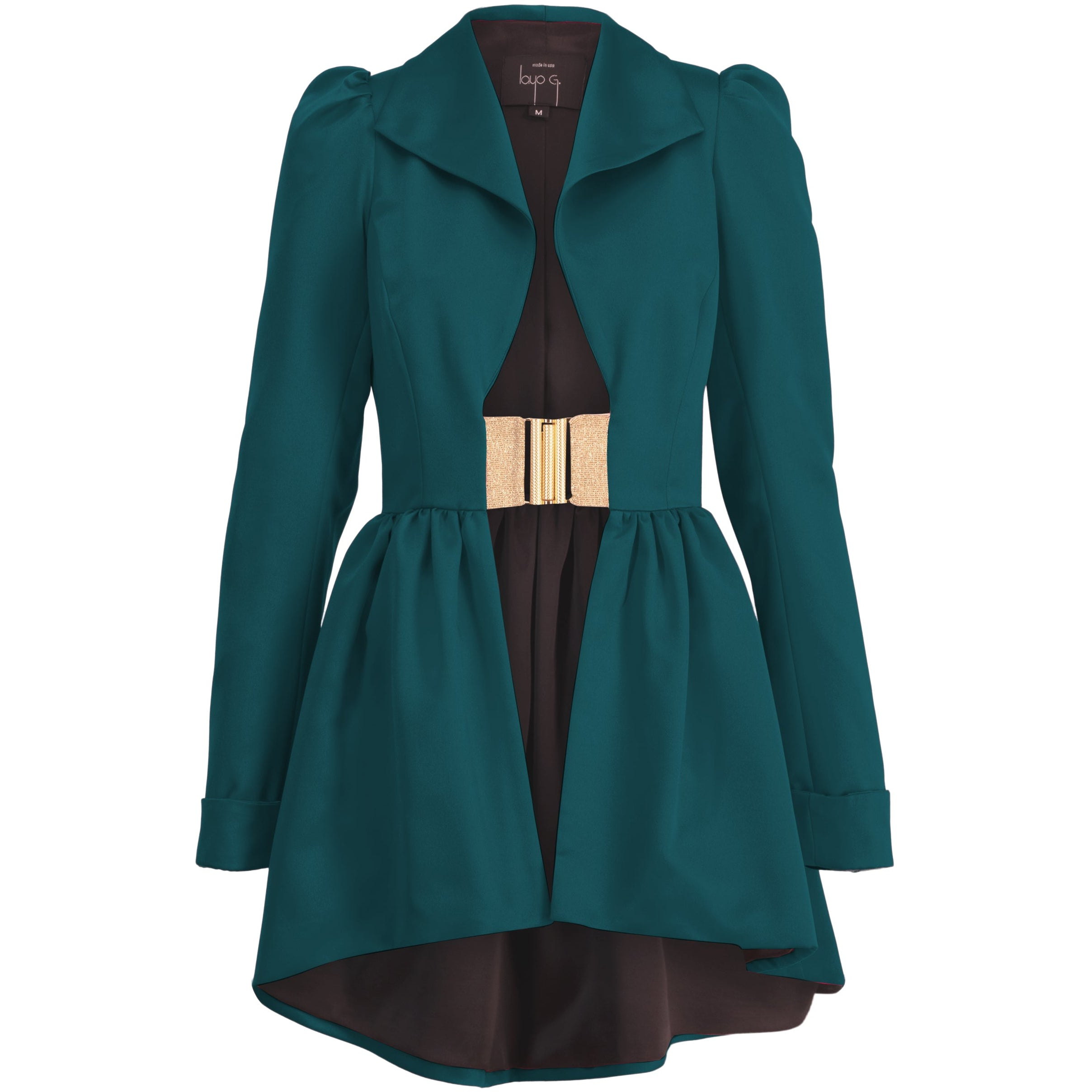 Layo G Women's Green / Blue Flared Collar Jacket Dress - Teal In Multi