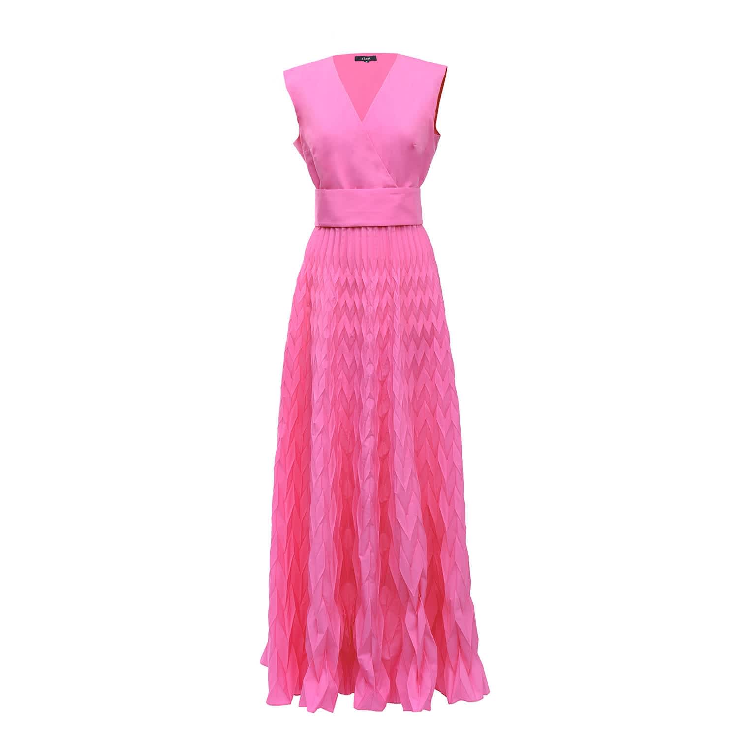 pleated maxi dress pink