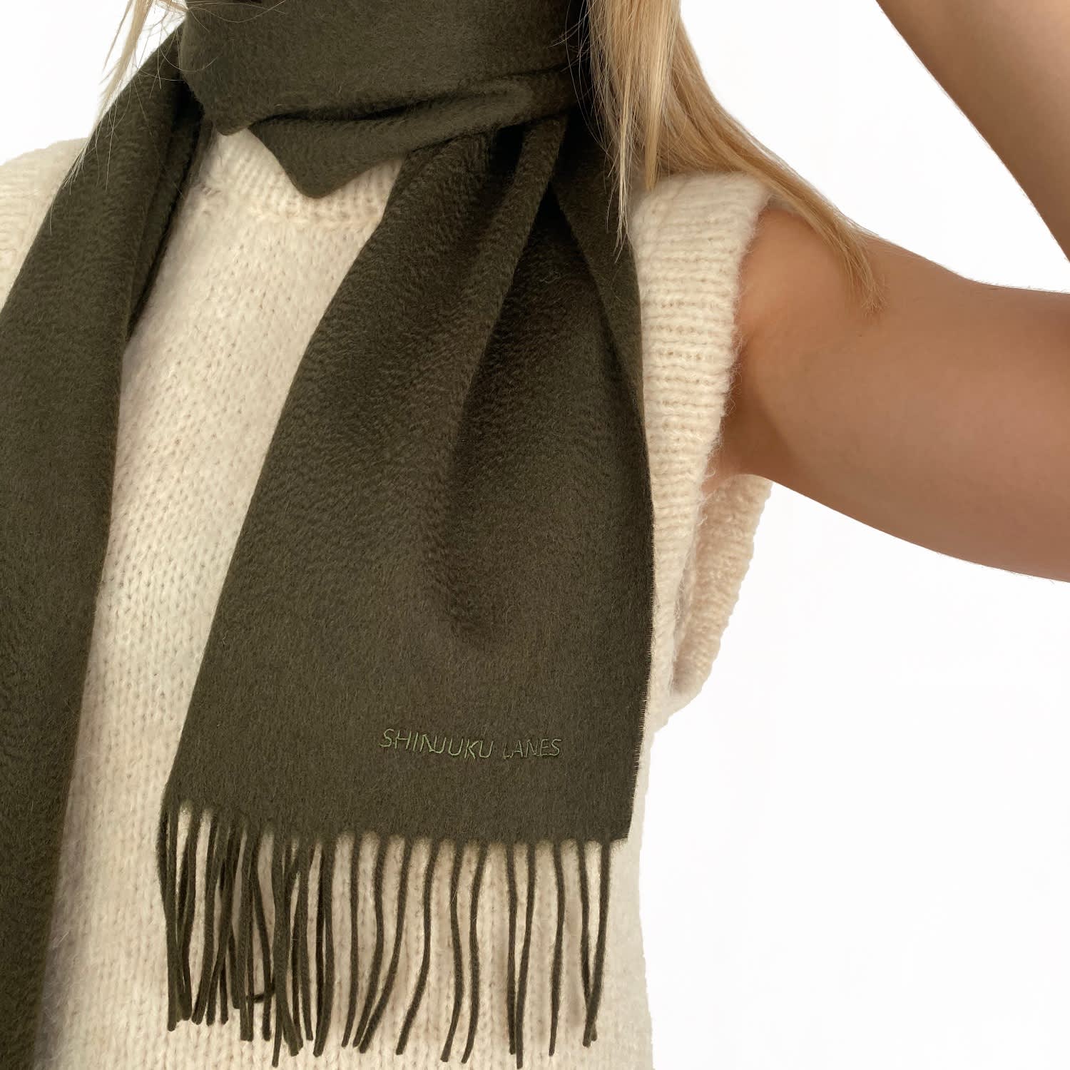 Unisex Woven Cashmere Scarf Camel Brown