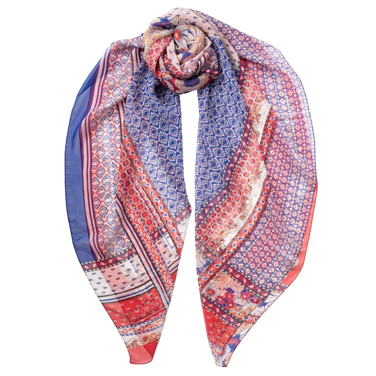 Elizabetta Mens Red Silk Paisley Scarf - Made in Italy