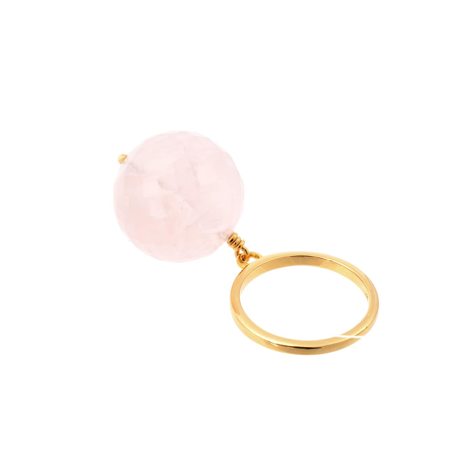 Amadeus Women's Gold / Pink Bubble Pink Quartz Adjustable Gold Ring In Multi