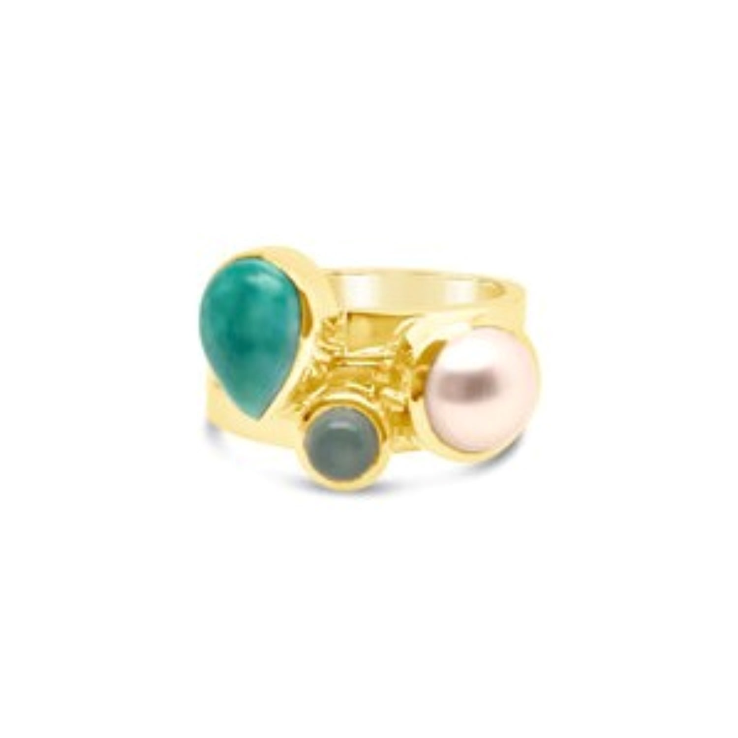 Women’s Green Triple Stone Ring Gem Bazaar Jewellery