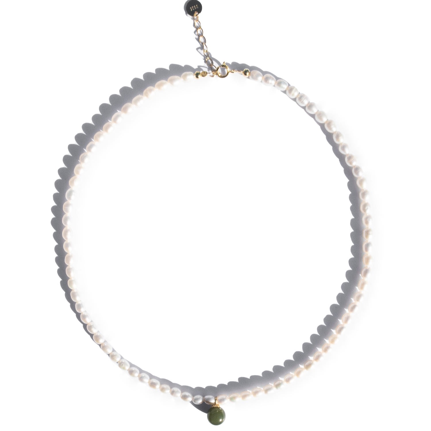 Seree Women's Green / White Belle Pearl And Green Jade Choker In Gray