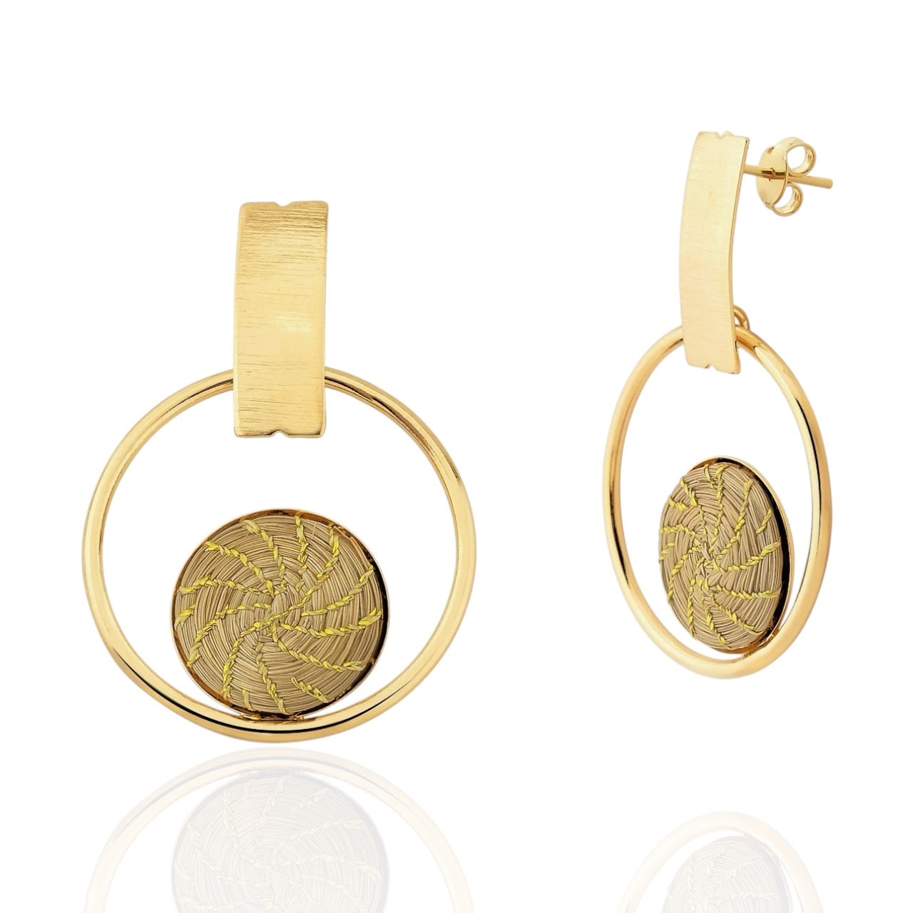 Fetutti Jewelry Women's Iris Golden Grass Drop Circle Earrings