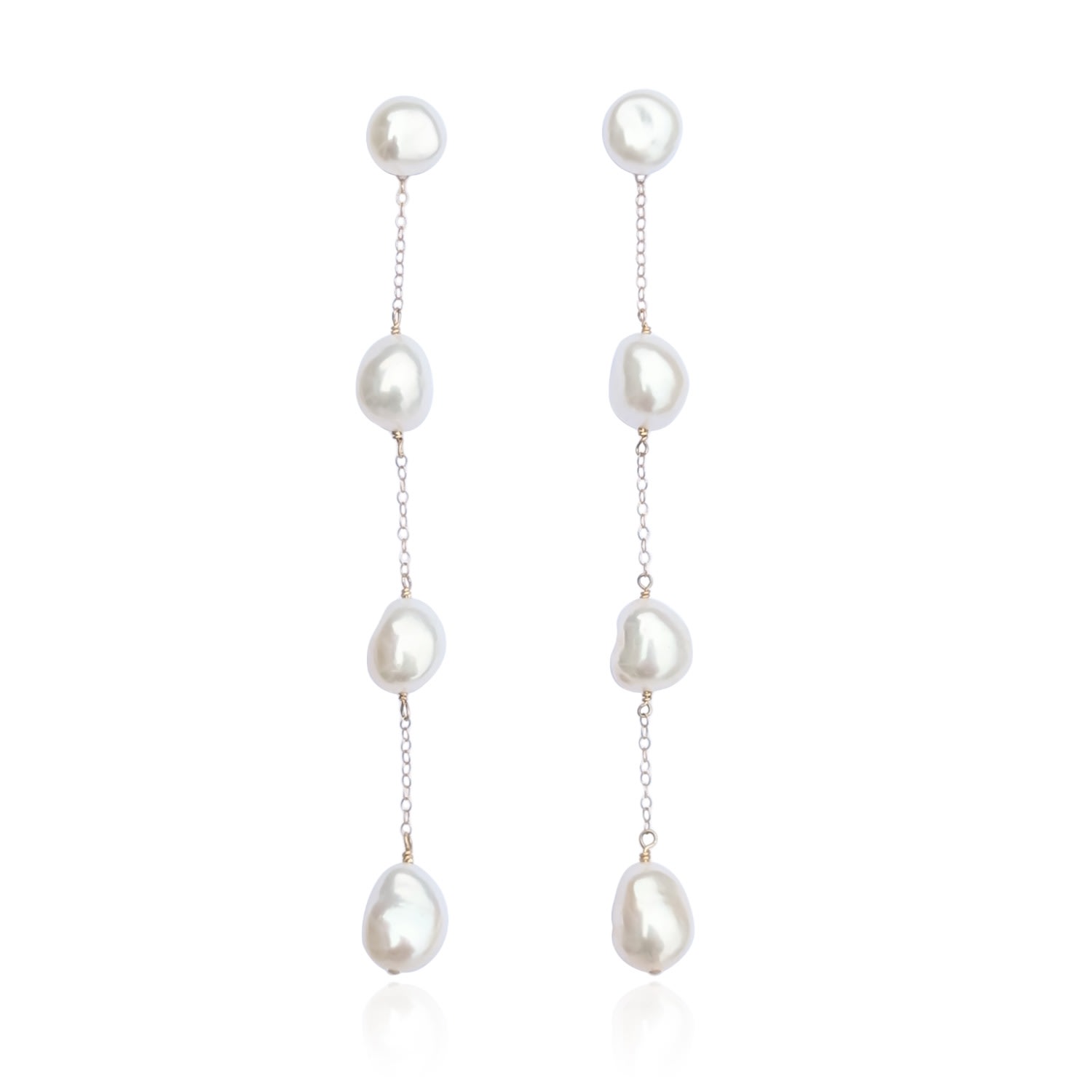 Women’s Frankie Long Pearl Drop Sterling Silver Earrings Kiri & Belle