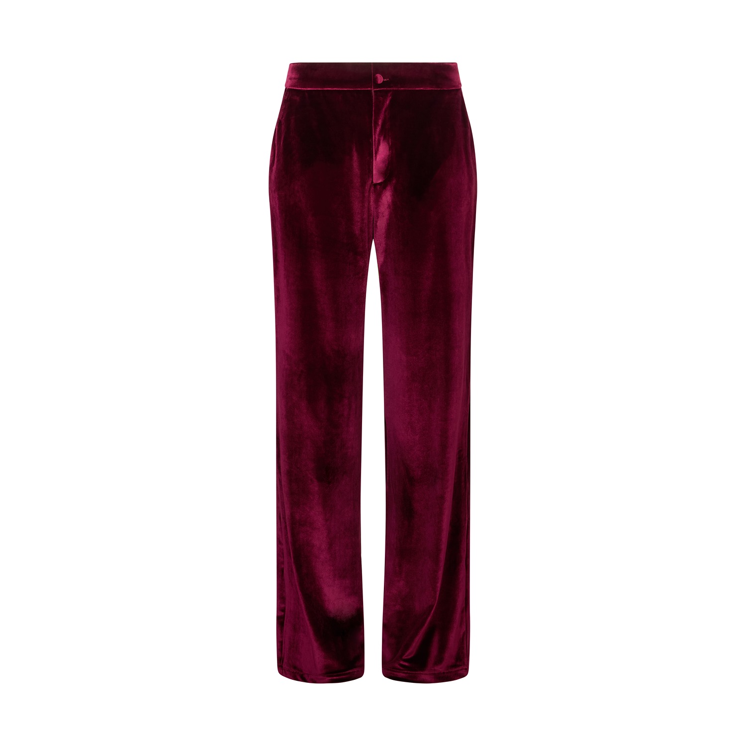 Lily And Lionel Women's Red Valerie Straight Leg Velvet Trouser In Burgundy