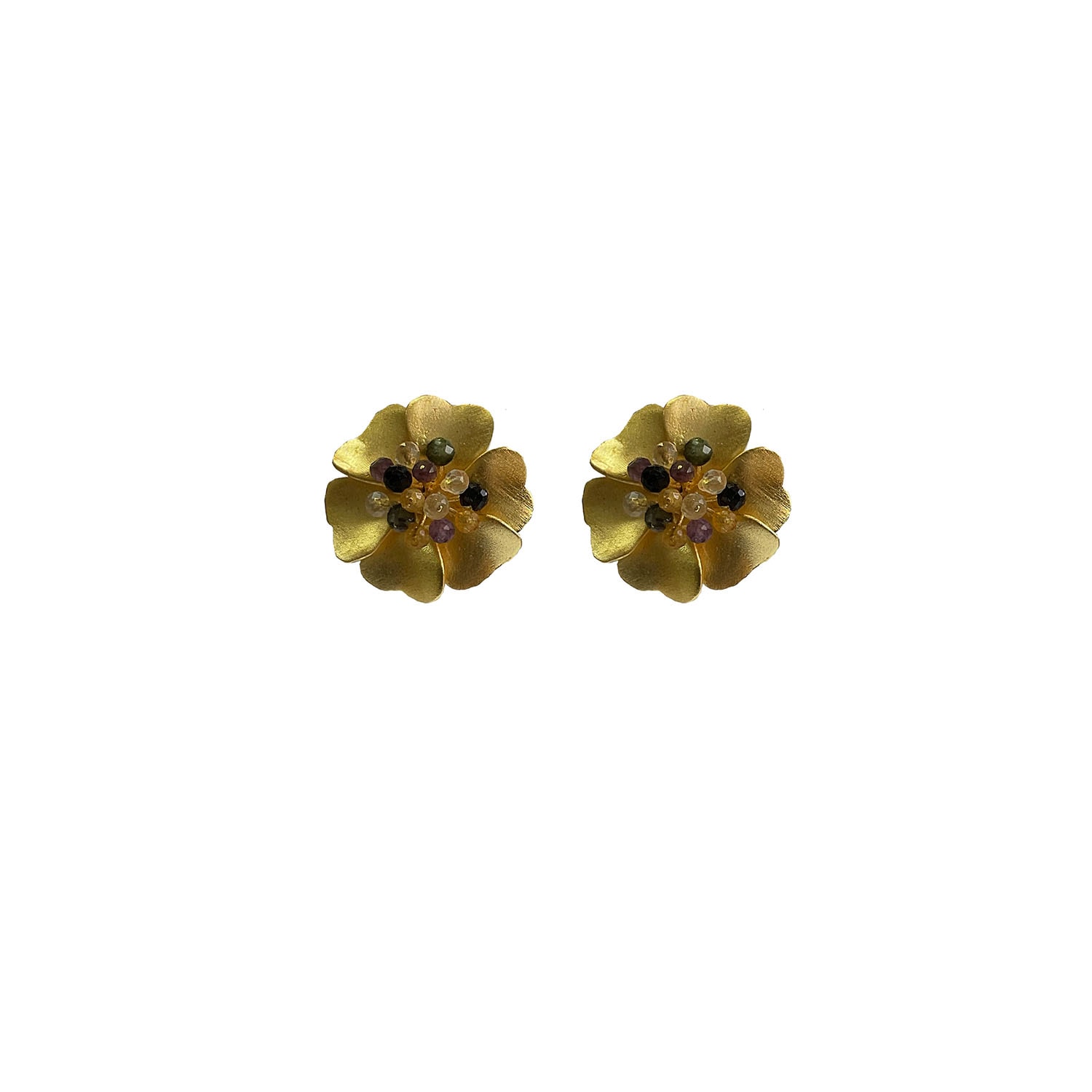Cuda Women's Divinity Bloom Gold Flower Stud Earring
