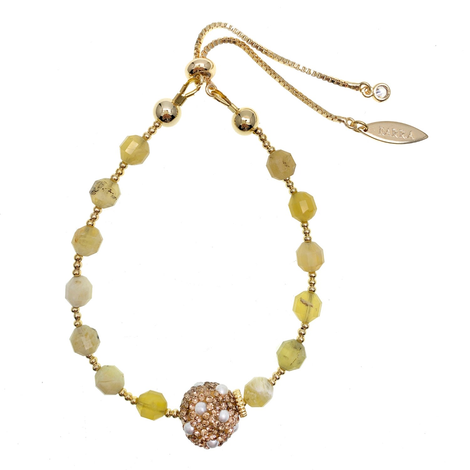 Farra Women's Orange Yellow Opal With Rhinestone Bracelet