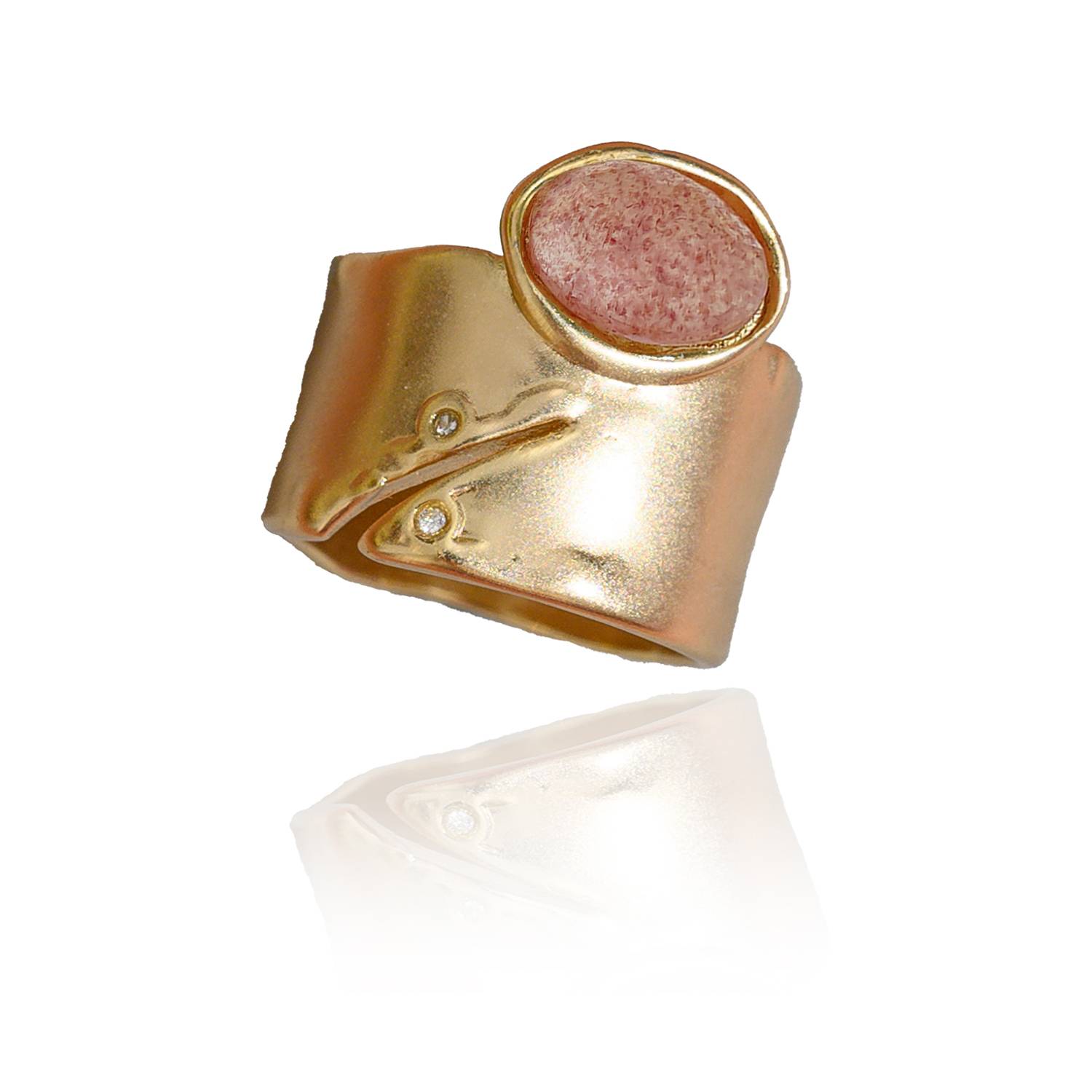 Rare Matters Jewelry Women's Pink / Purple Brilliance Stone Strawberry Quartz Statement Ring