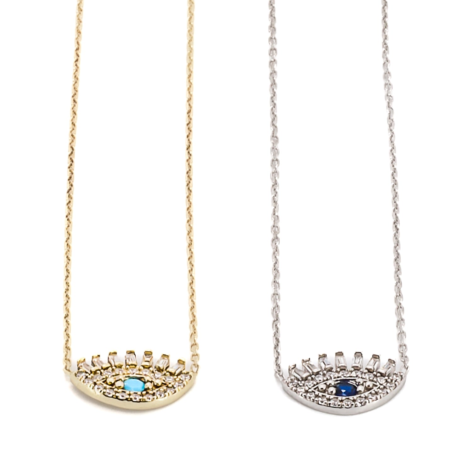 Women’s Diamond Long Lash Evil Eye Necklace - Silver Ebru Jewelry
