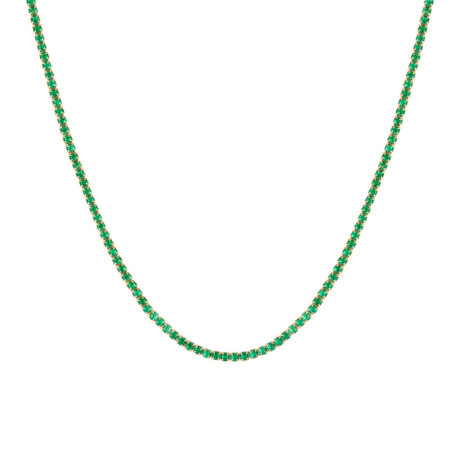 Women’s 22Ct Gold Vermeil Emerald Cz Tennis Necklace Seol + Gold