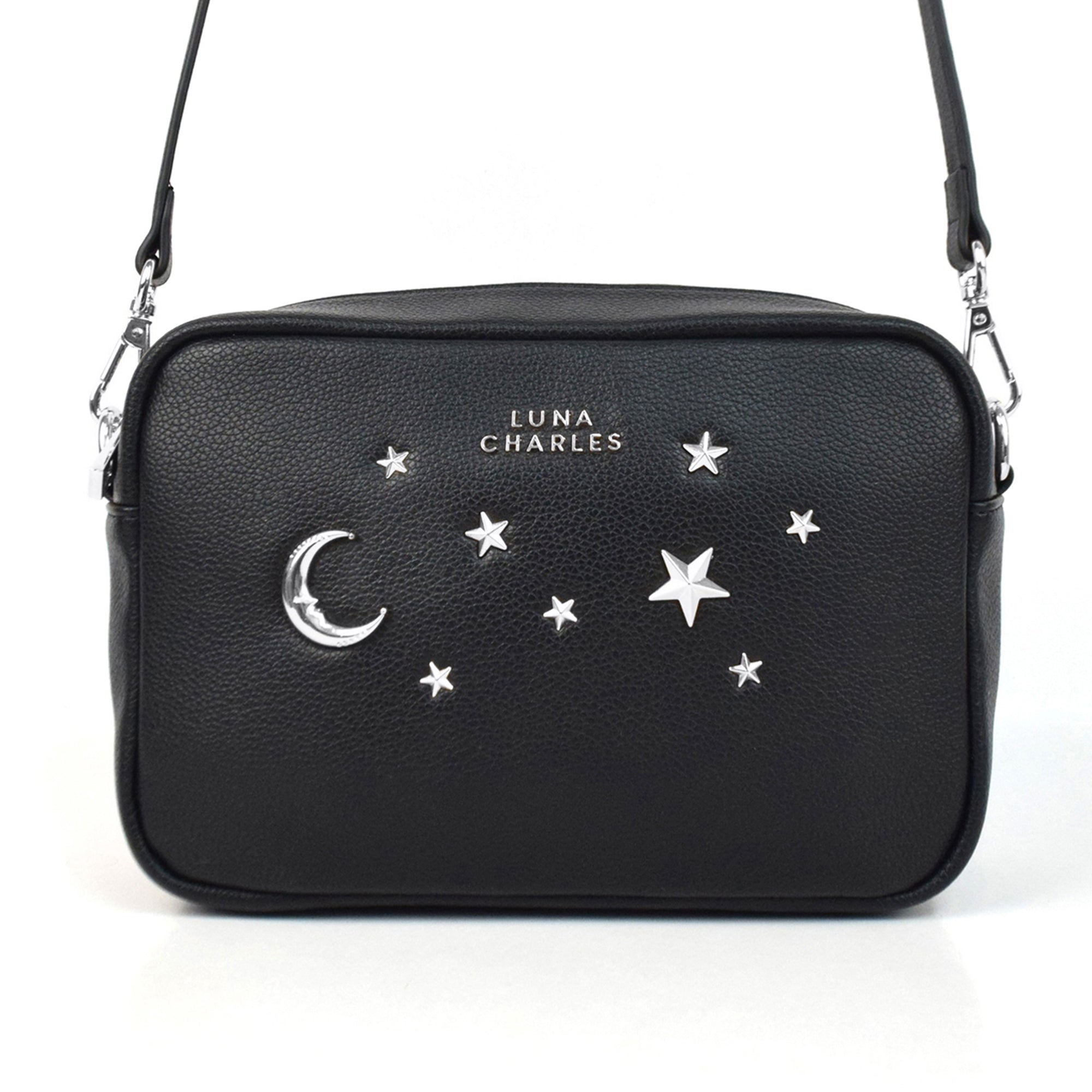Luna Charles Women's Maya Star Studded Camera Bag - Black & Silver In Black