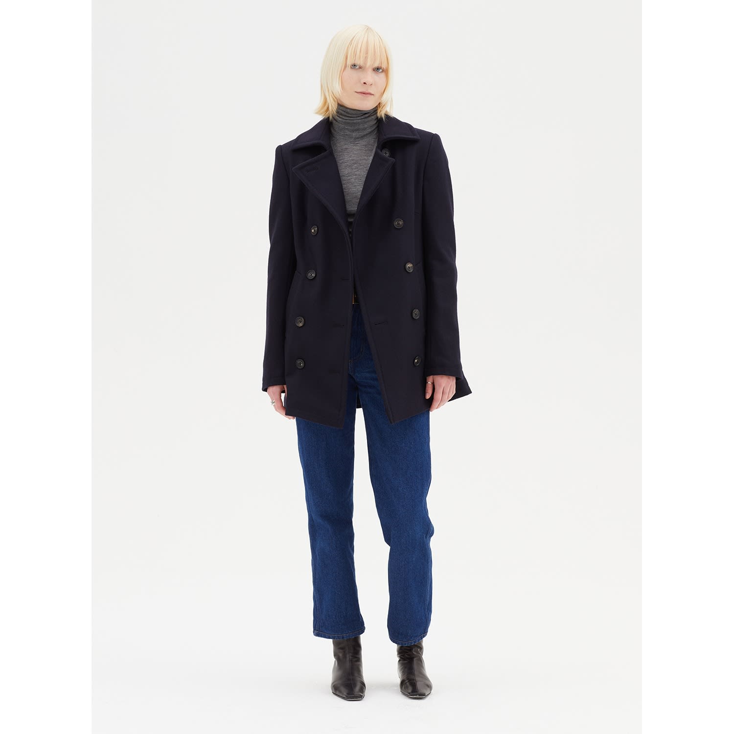 Women's Pea Coat Navy | Hegarty | Wolf & Badger