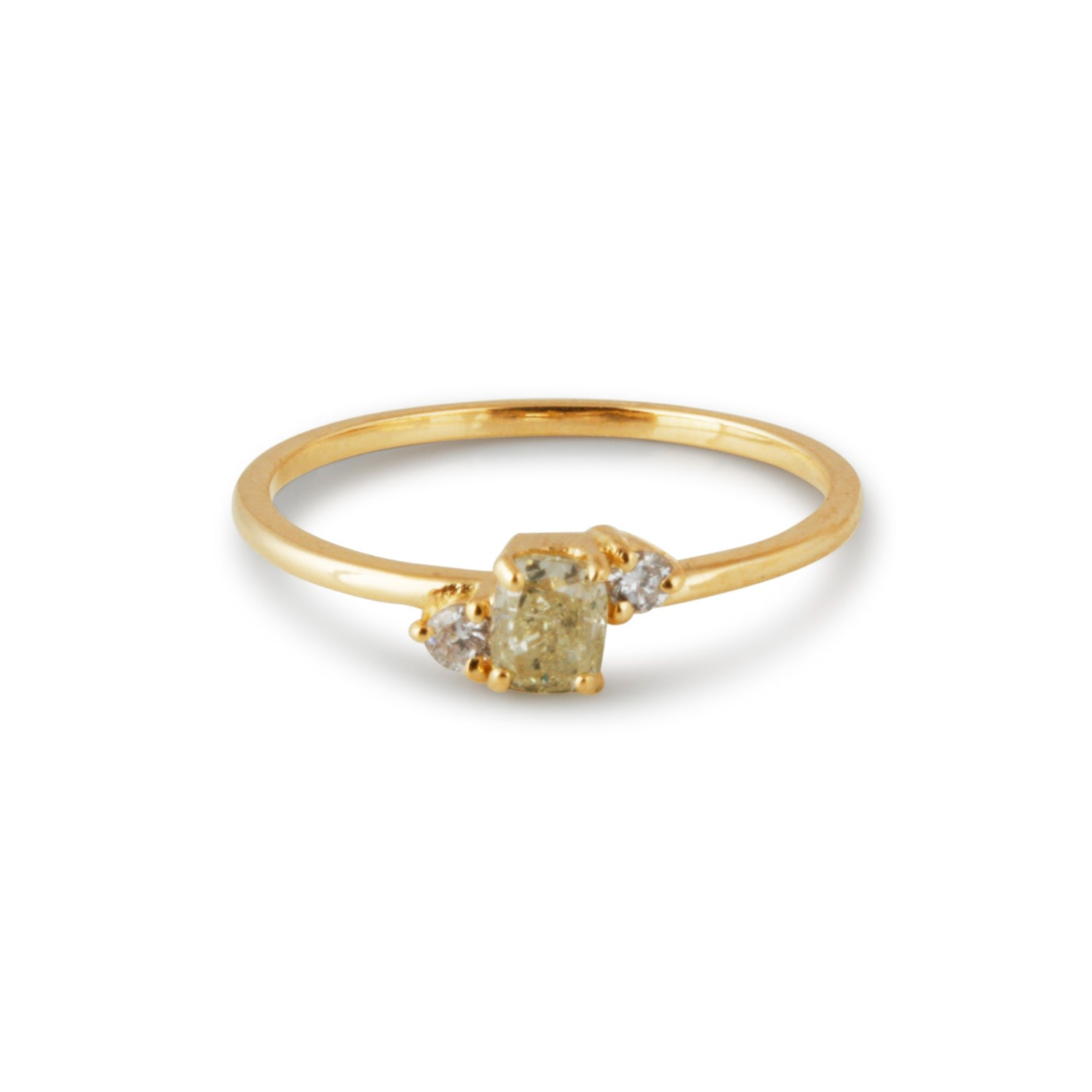 Women’s Diamond Round And Rectangle Ring In 18K Yellow Gold Tresor Collection