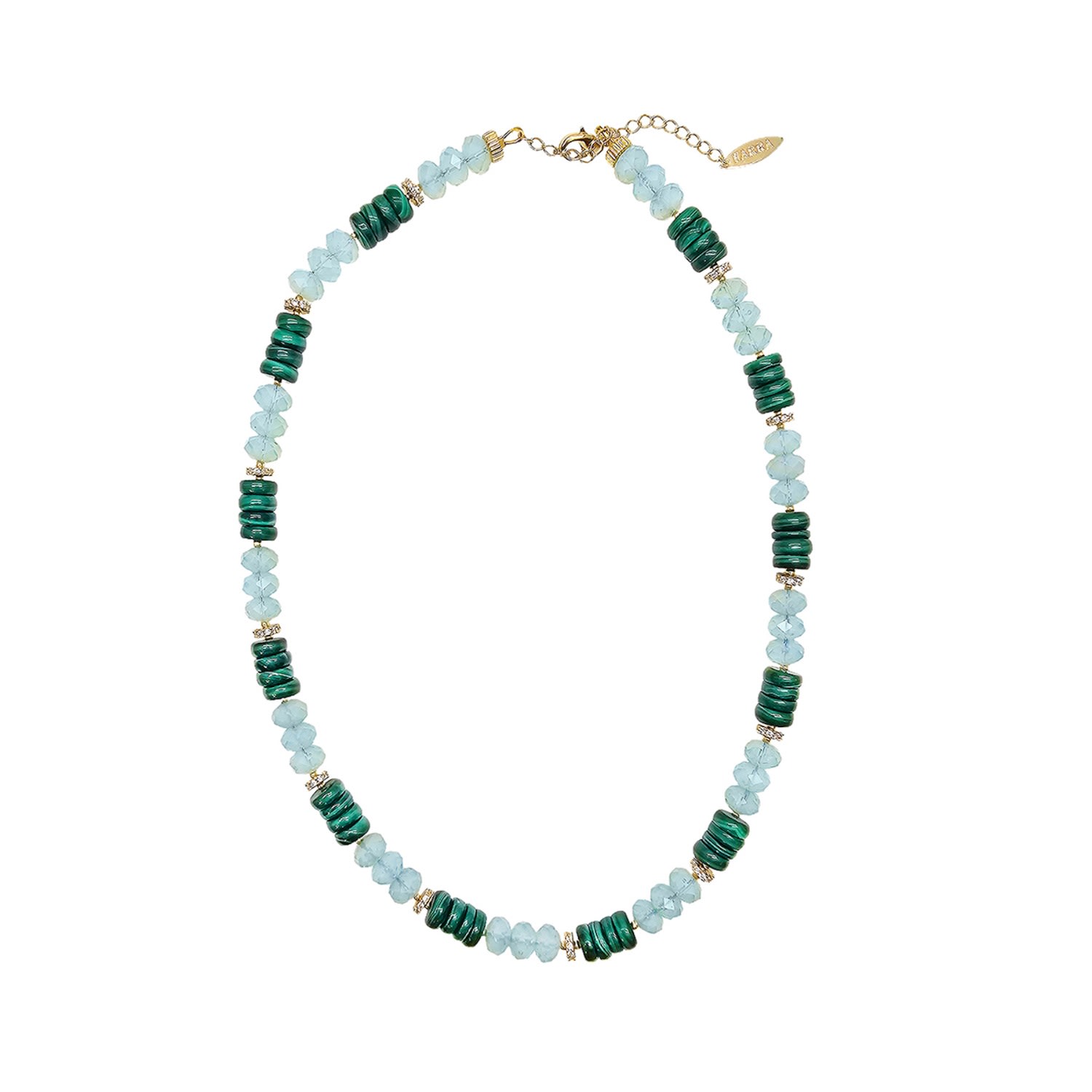 Farra Women's Green Malachite And Opal Color Matching Necklace