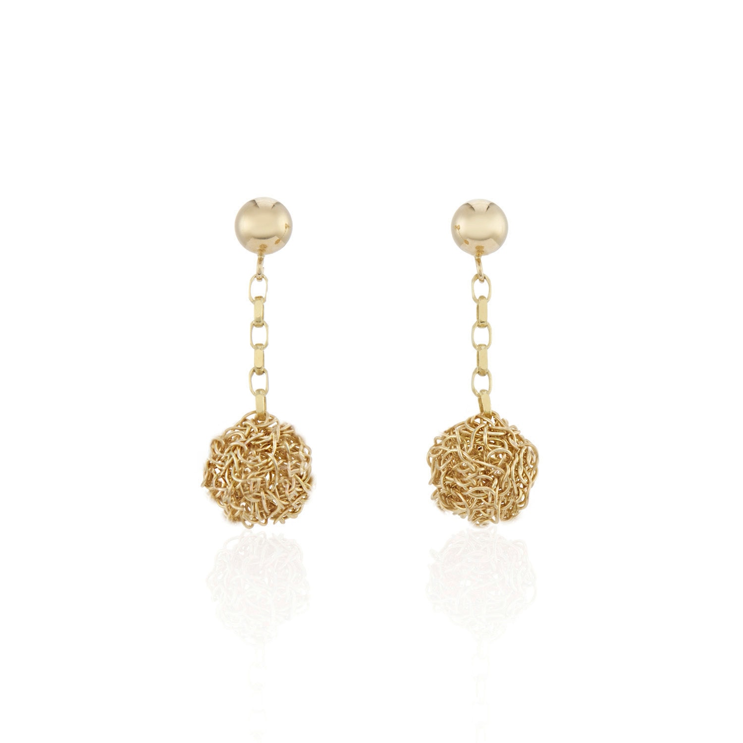 Women’s Classic Small Hand Crocheted Yellow Gold Round Earrings Aelita Jewellery