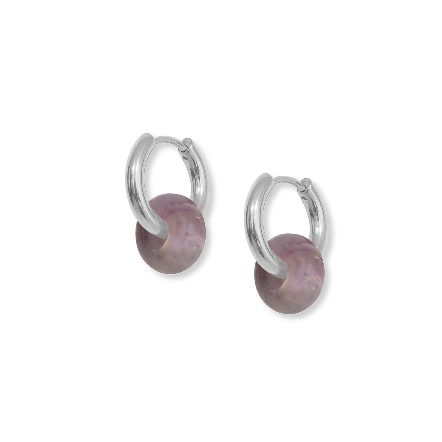 A Weathered Penny Women's Amethyst Hoops - Silver In Metallic