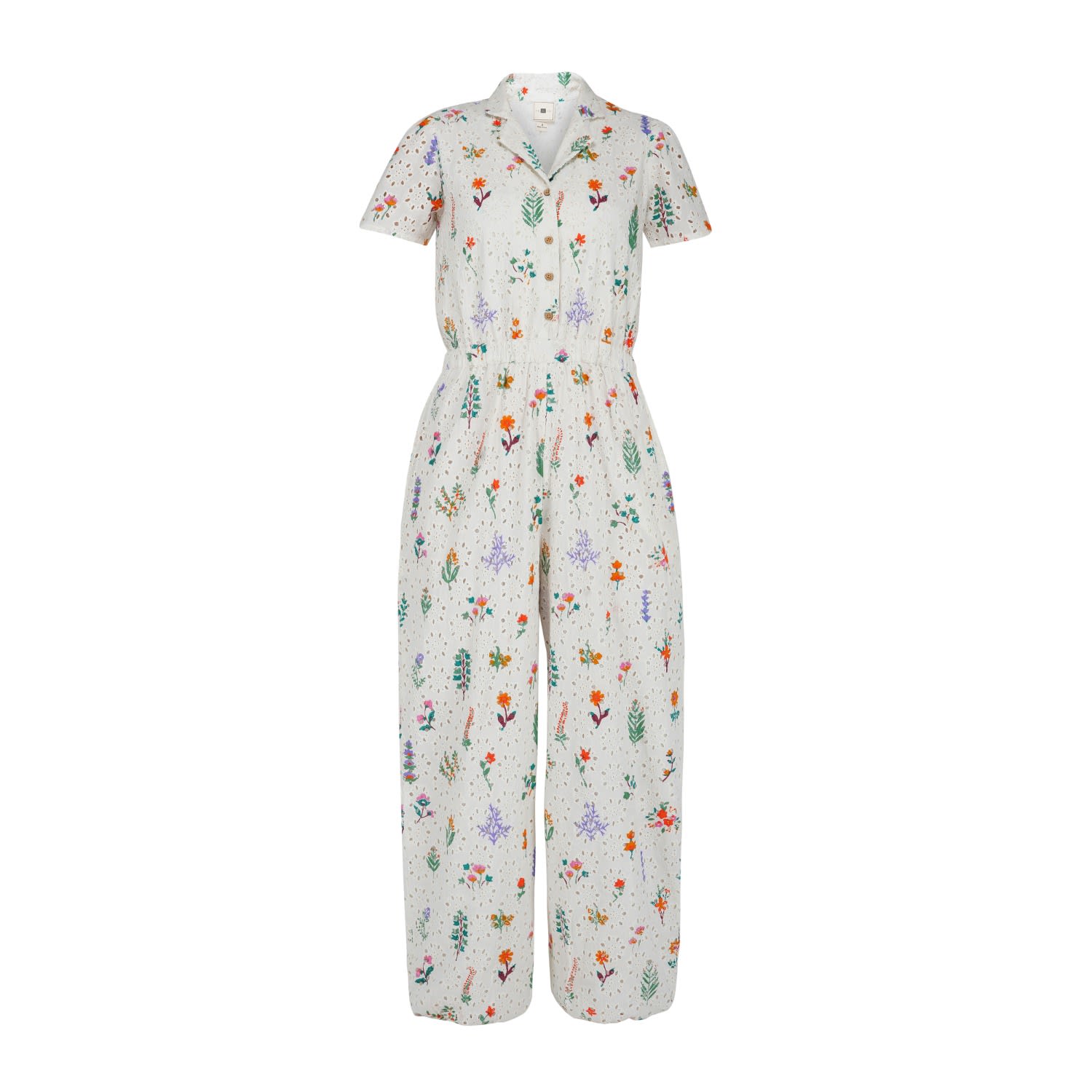 Em & Shi Women's White Summer Herbs Jumpsuit In White