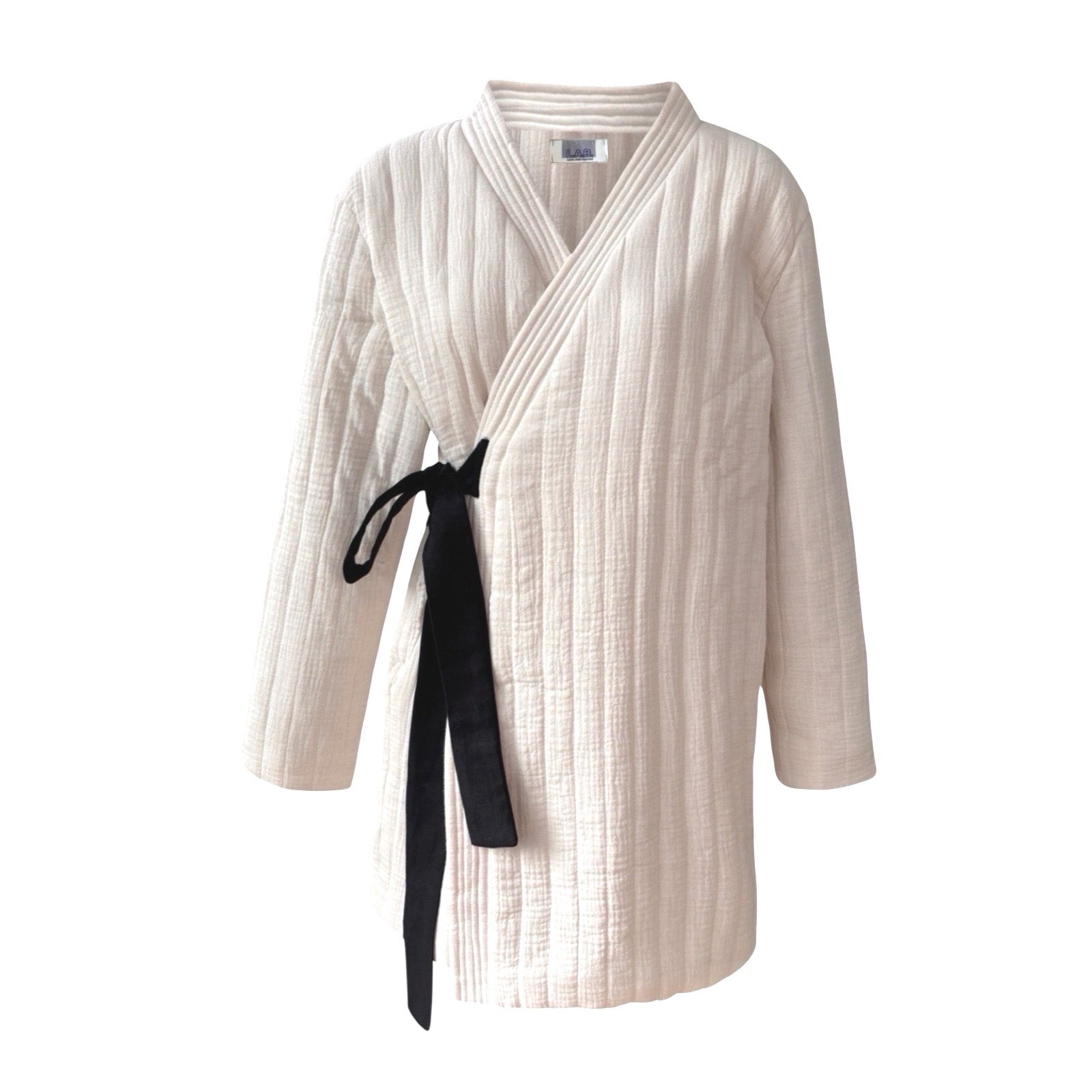 London Atelier Byproduct Women's Neutrals / Black Cream Cotton Padded Kimono Jacket In Black