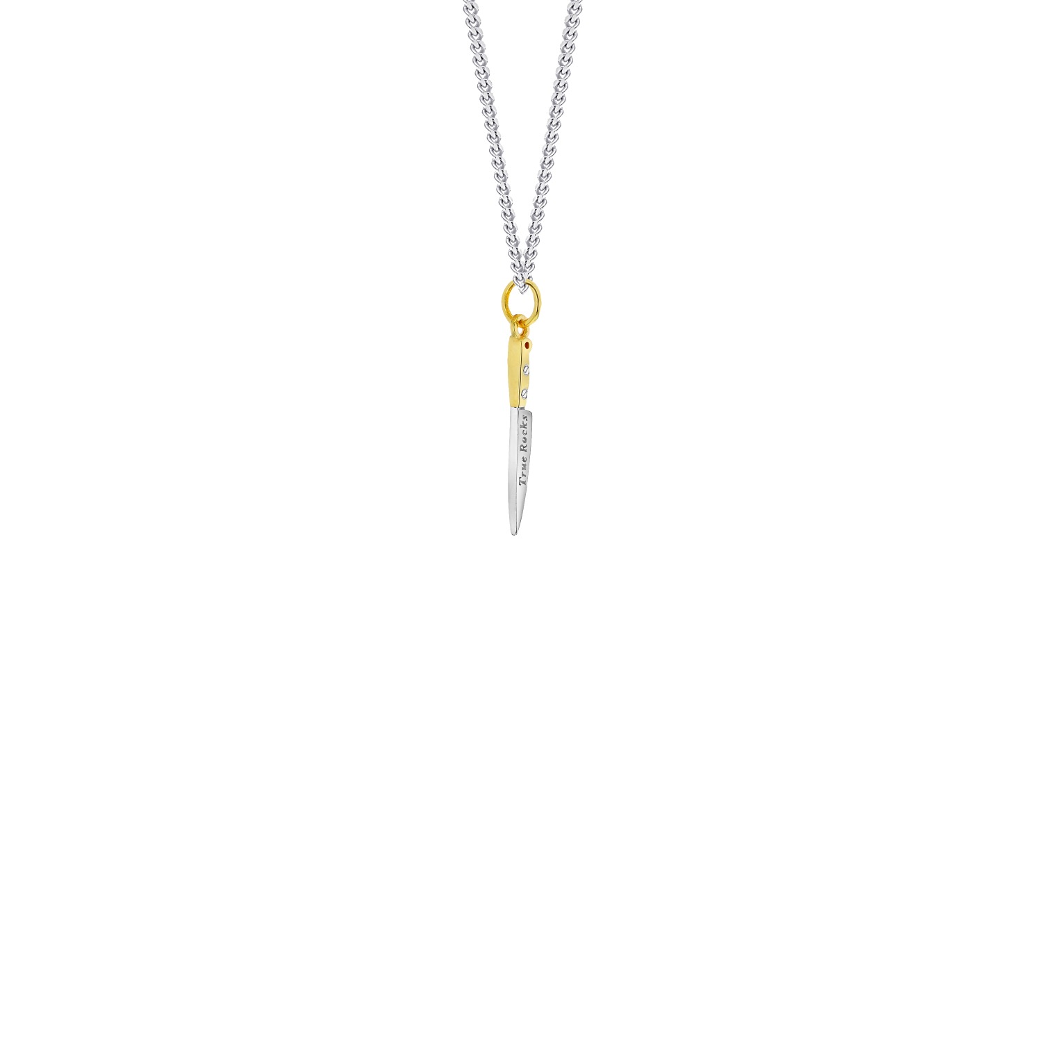 True Rocks Women's 18kt Gold Plate & Sterling Silver 2 Tone Mini Knife Pendant In Metallic